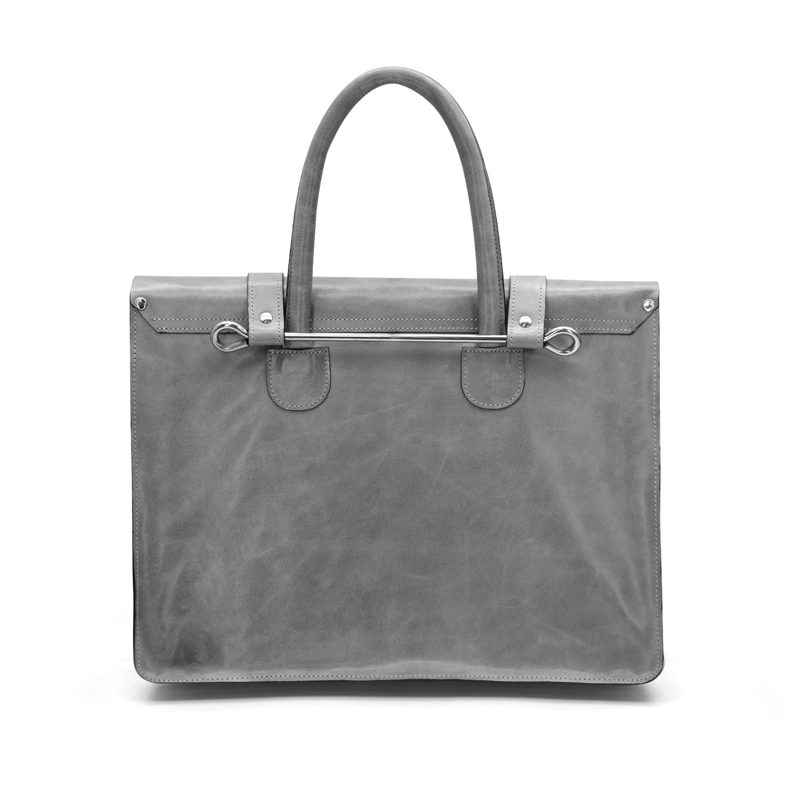 Document iPad Handmade Music Bag Grey Genuine Leather Unisex Messenger Briefcase