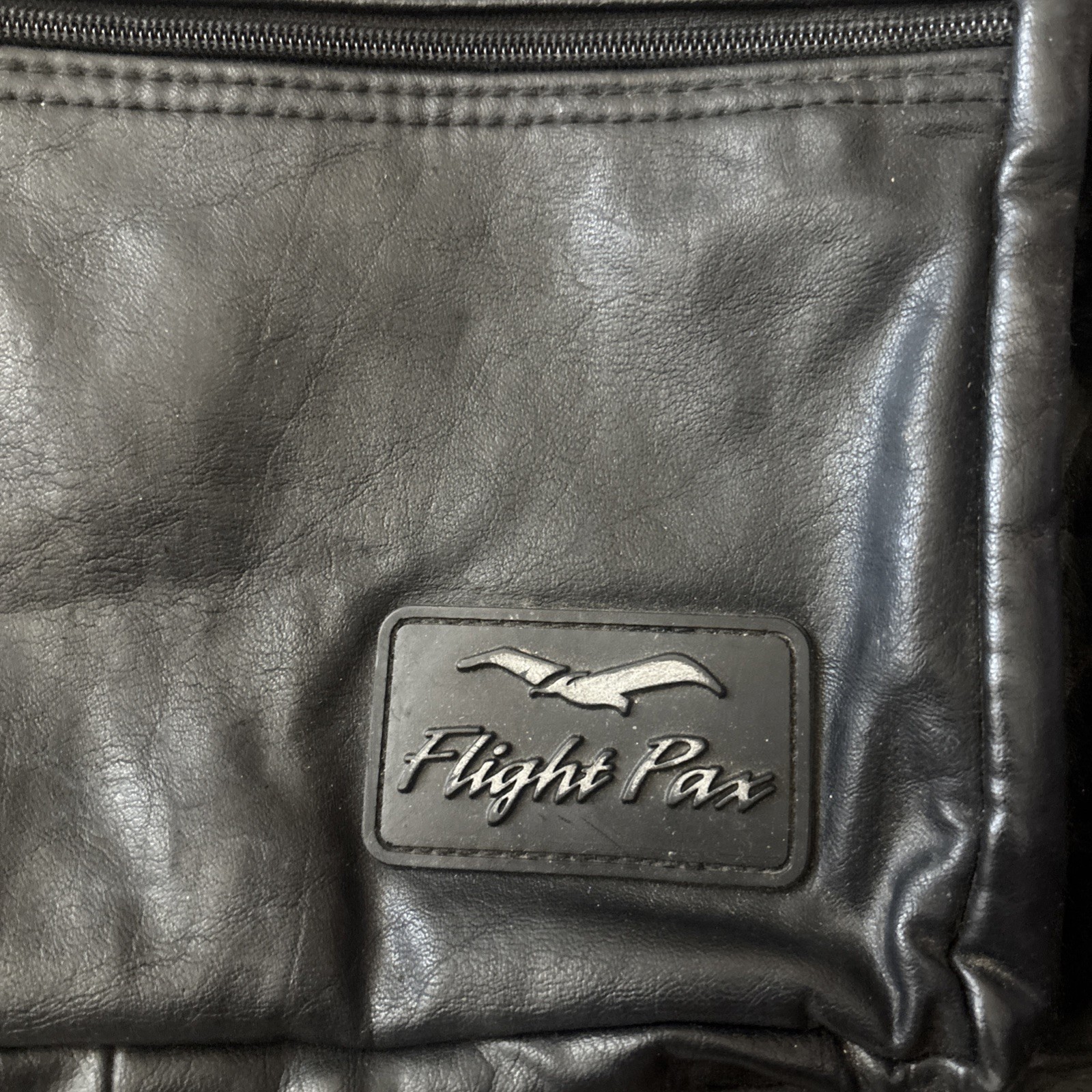 Vintage Flight Pax Black Leather Backpack 80s 90s Travel Motorcycle Retro USED