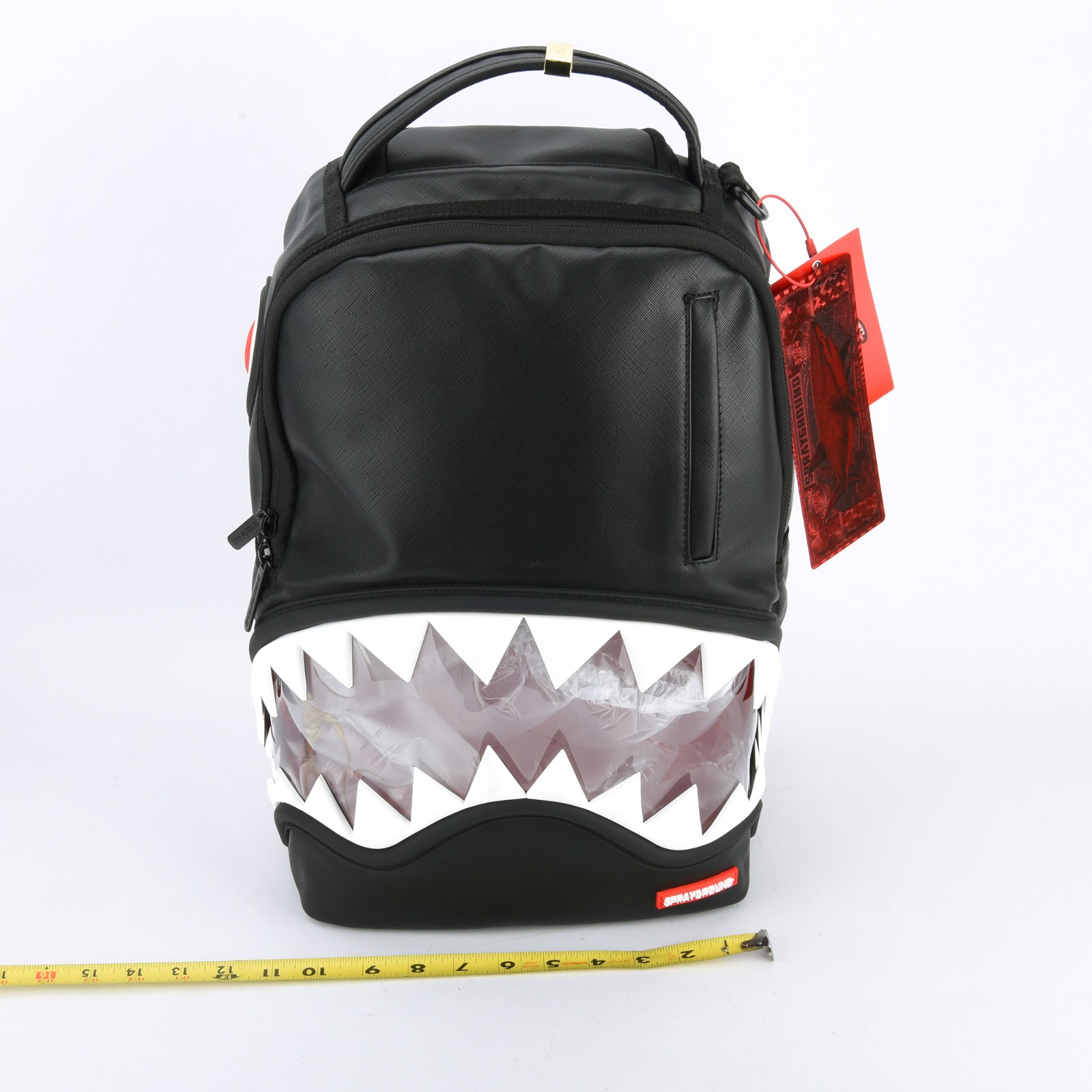 Sprayground Shark Big Bite Lucid Clear Shark Bite Bag zipper Backpack Black