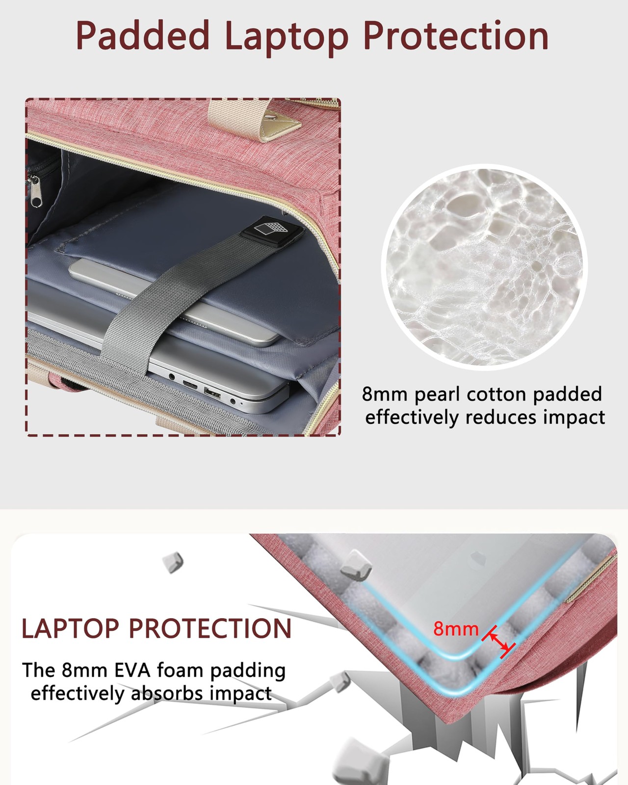 Women Wide Open Work Travel Backpack USB Charging Port Fits 15.6 Inch Laptop