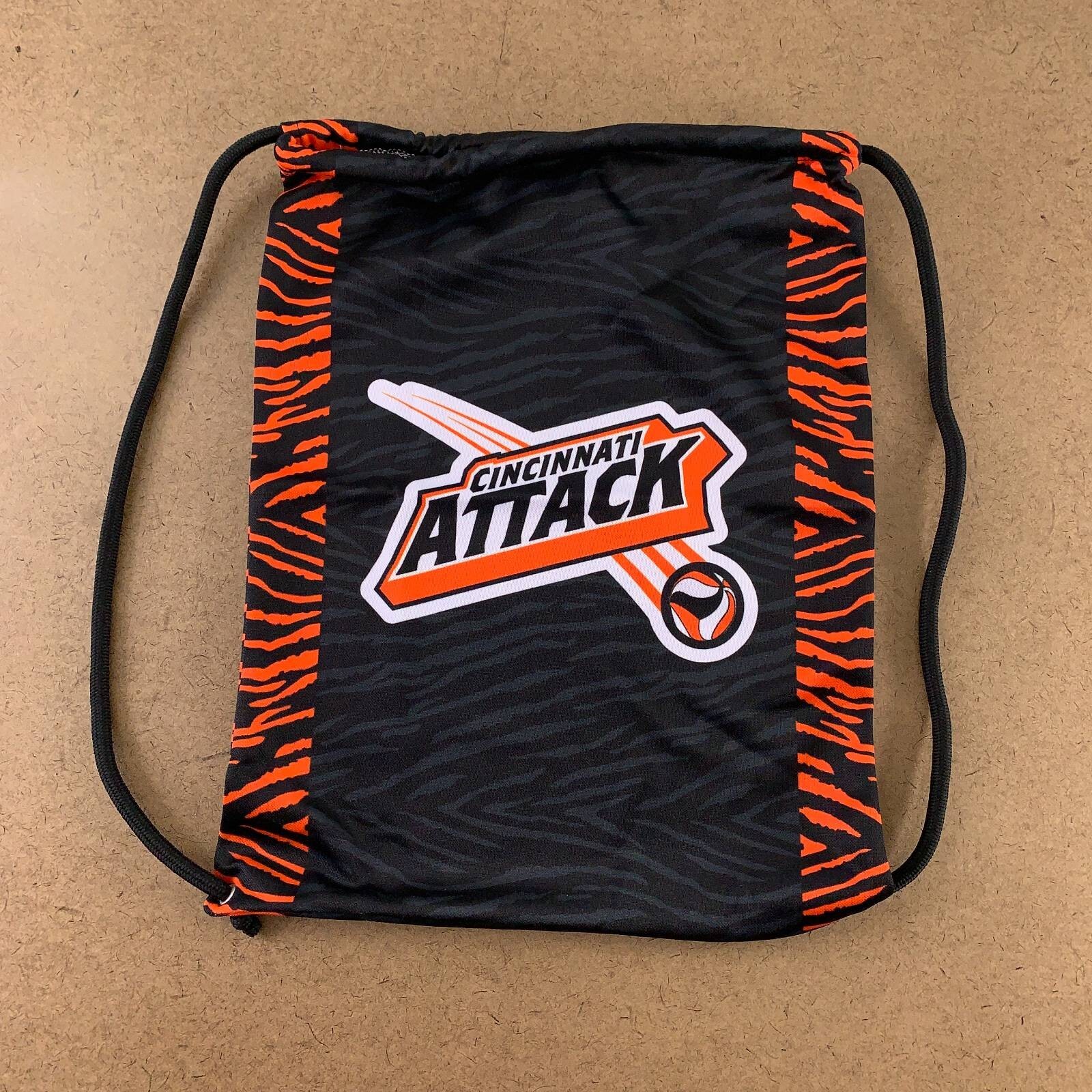 Cincinnati Attack Drawstring Bag Black Orange Animal Print Zebra 16×12 In New
