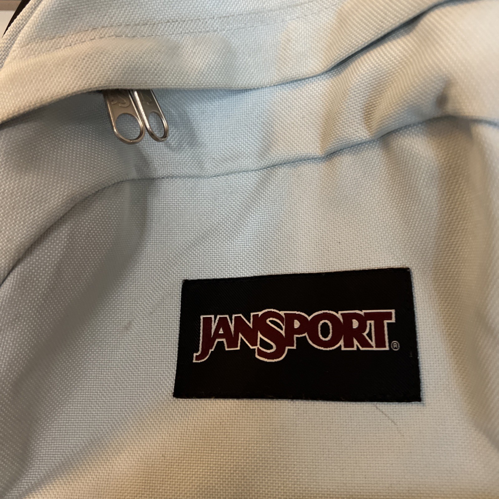 Jansport Backpack light Blue Brown Suede Leather Bottom 37 L Made in USA 17x13x5