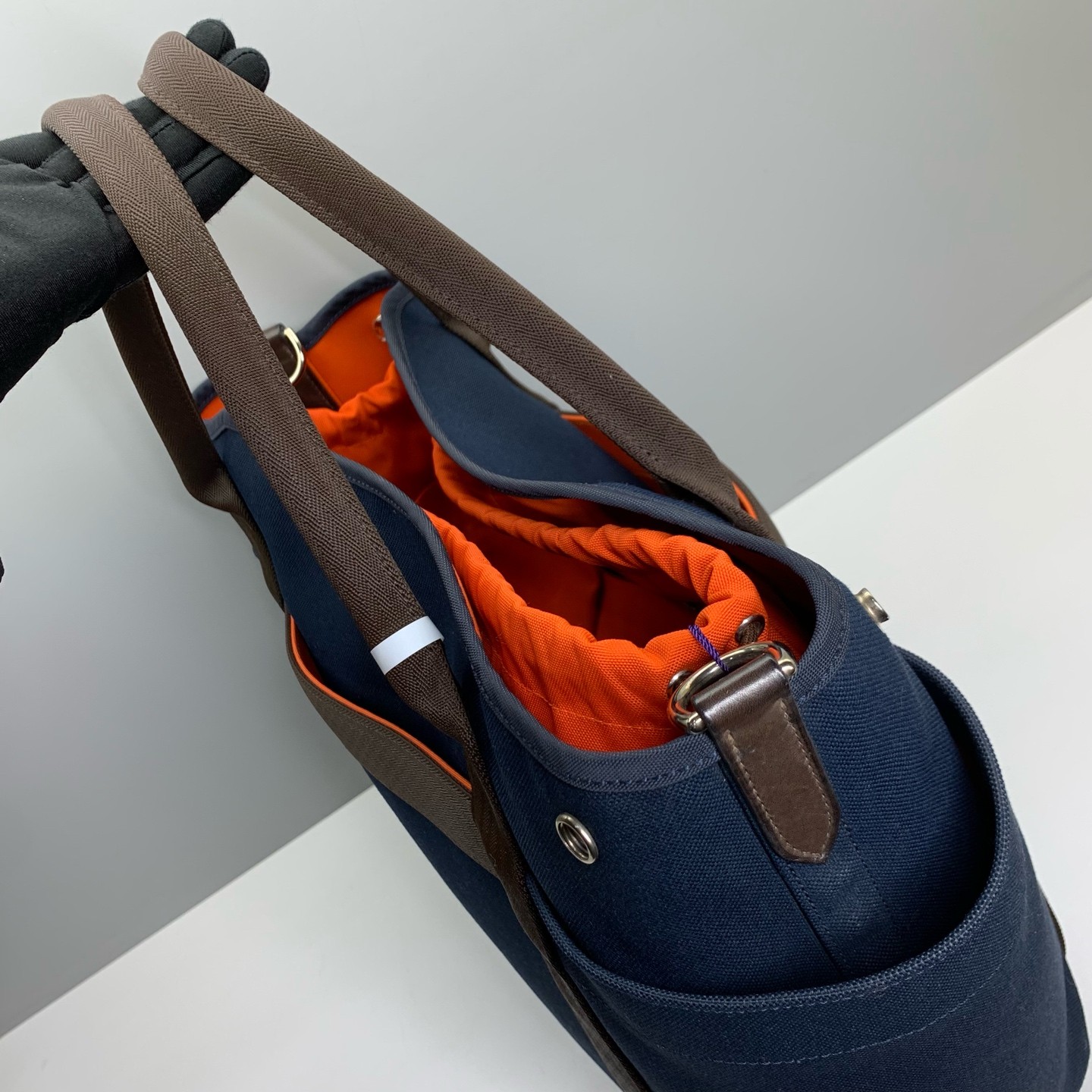 Hermes Pre-Owned Authentic Groom Bag Blue Canvas Crossbody Bag 39x32x16cm
