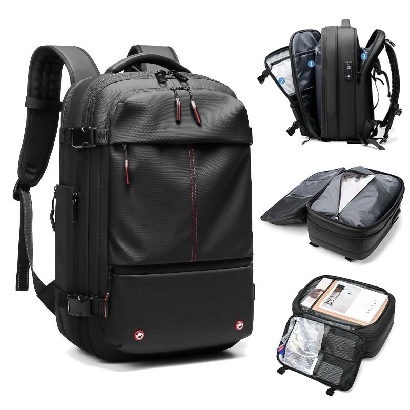 Vacuum Compression Travel Backpack – Expandable 17” Laptop Bag, Business, Hiking
