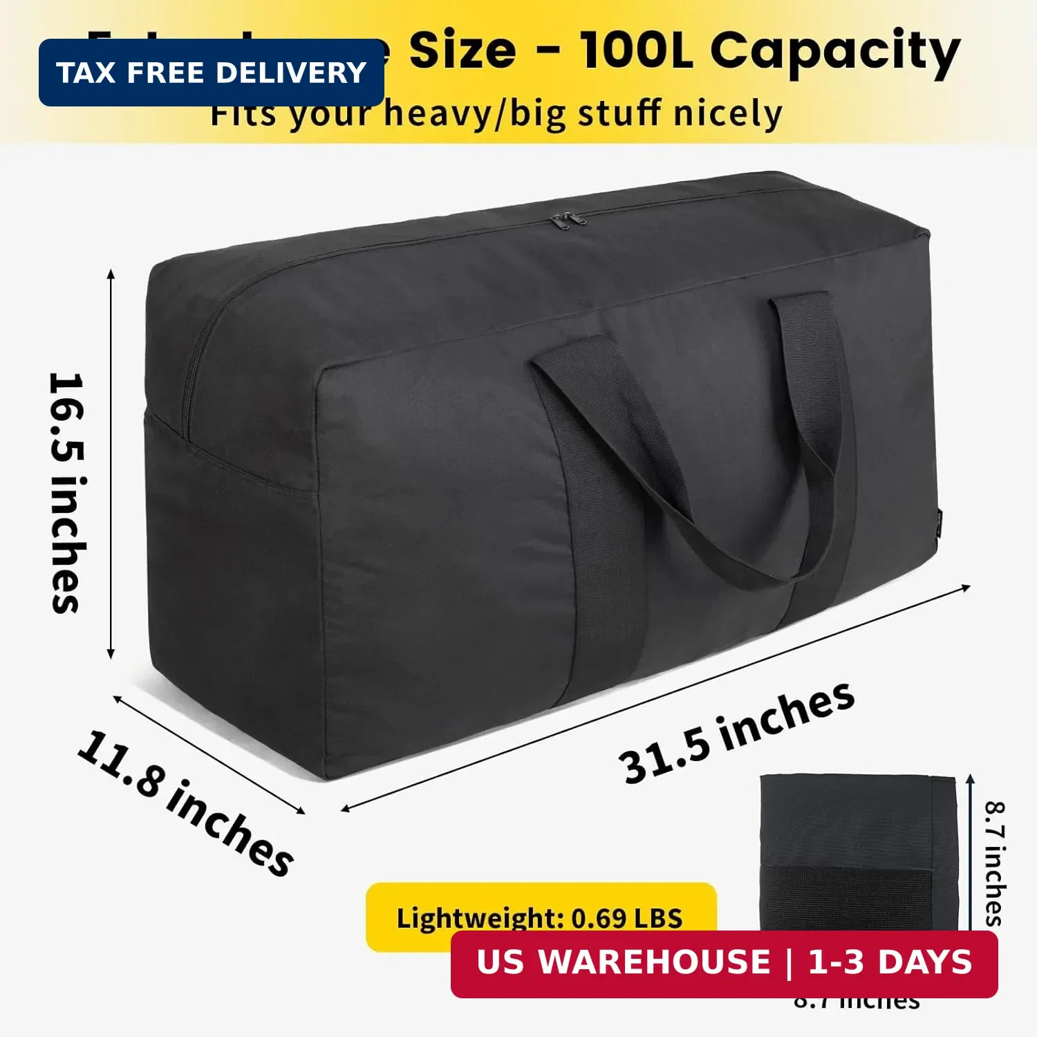 Vorspack Extra Large Duffle Bag for Travel – 100L Duffel Bag for Men Gear Bag fo
