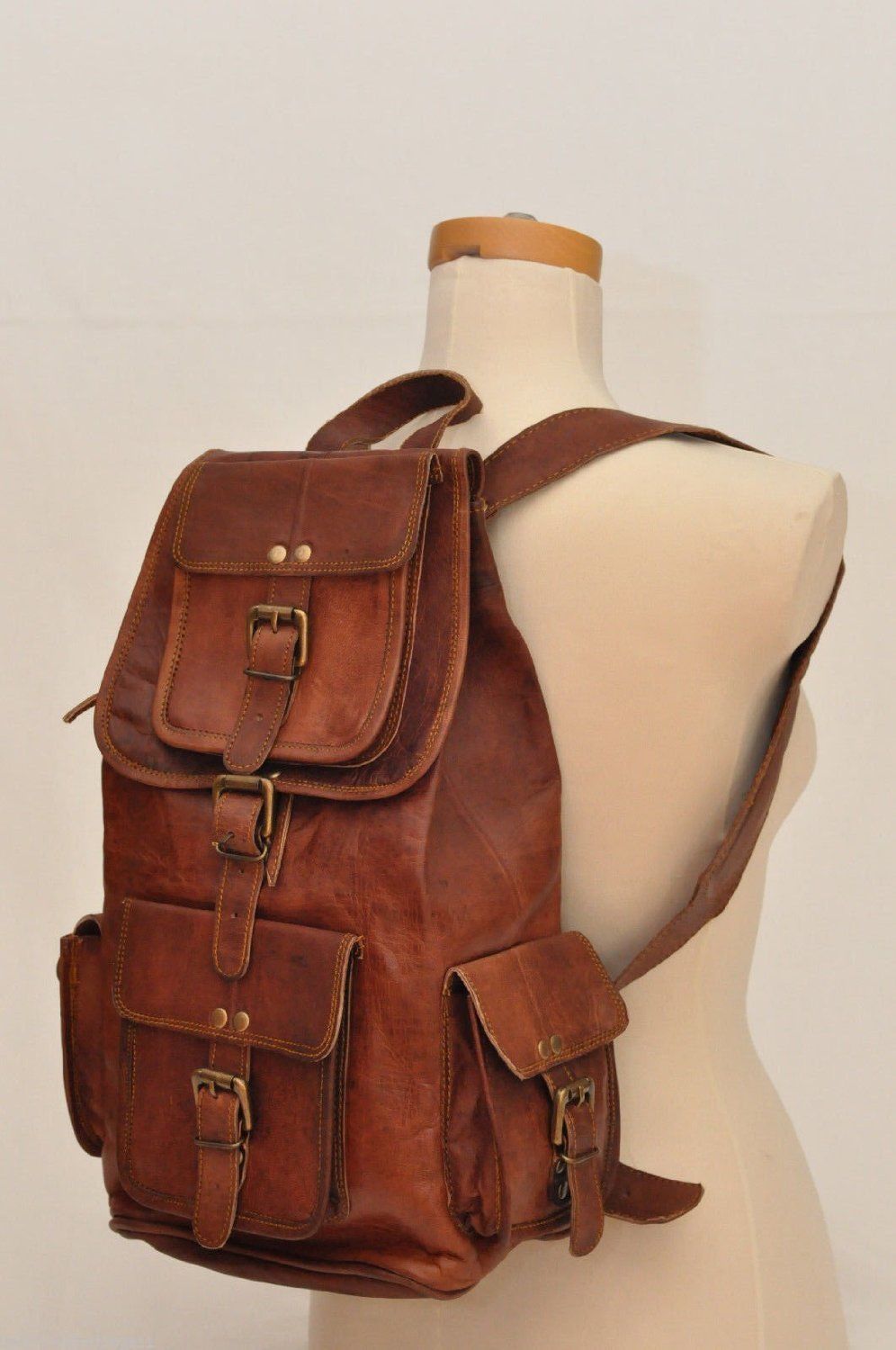 New VH 18″ Original Leather BackPack Rucksack Travel Bag For Men’s and Women’s