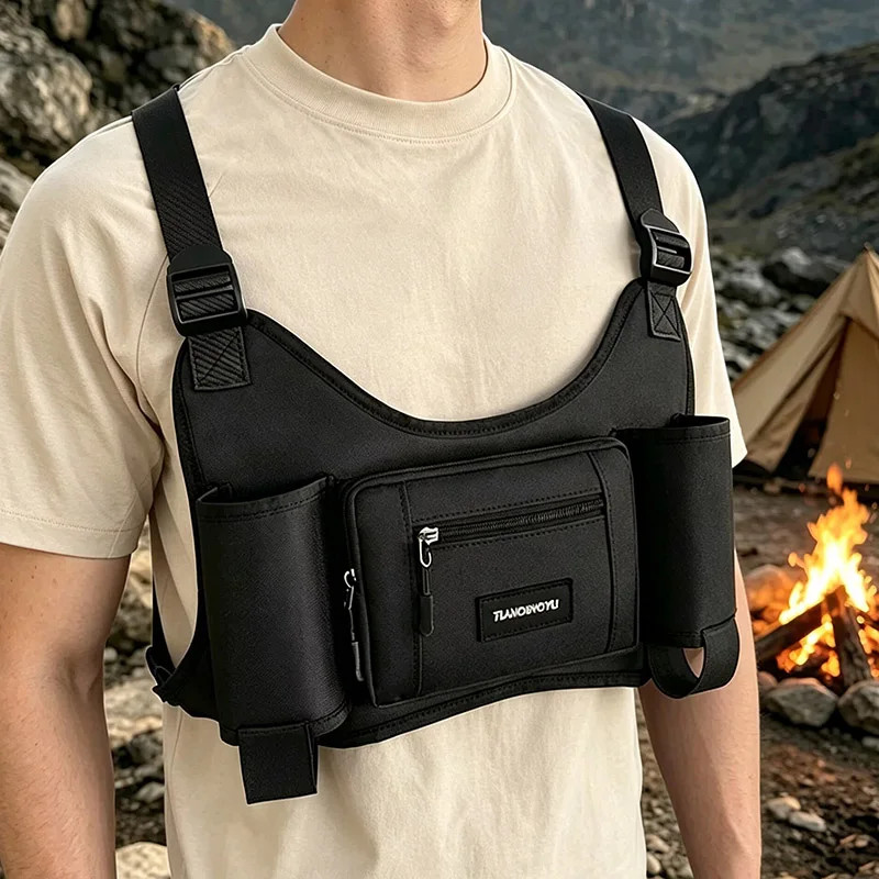 Functional Tactical Chest Bag For Men Street Outdoor Hip Hop Vest Streetwear Bag