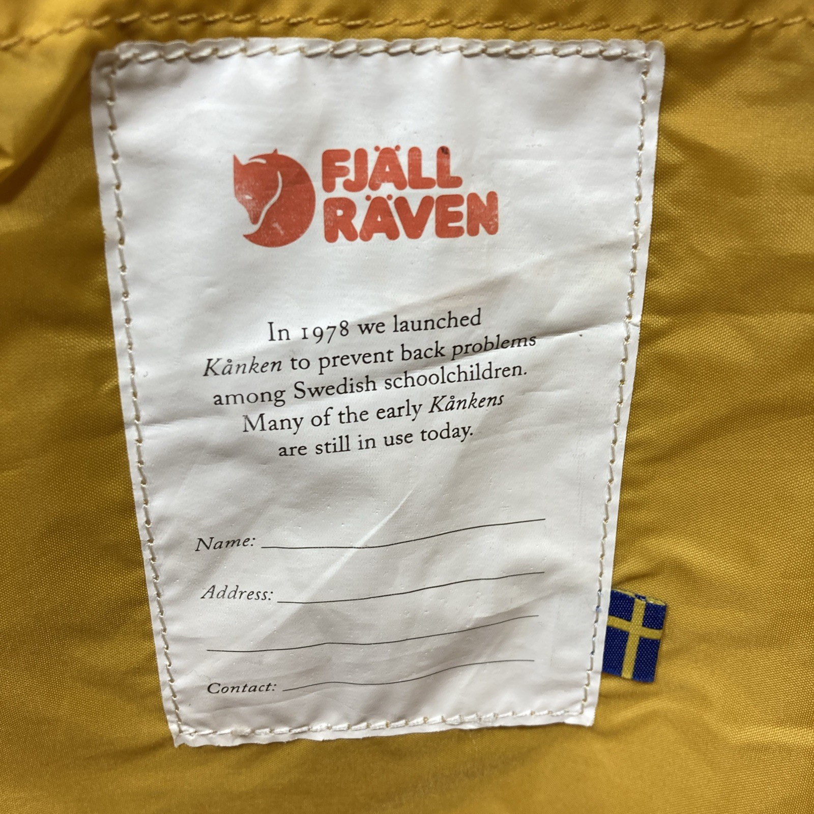 Fjallraven Kanken Classic Backpack Yellow 23510 Sweden Canvas Everyday Outdoor