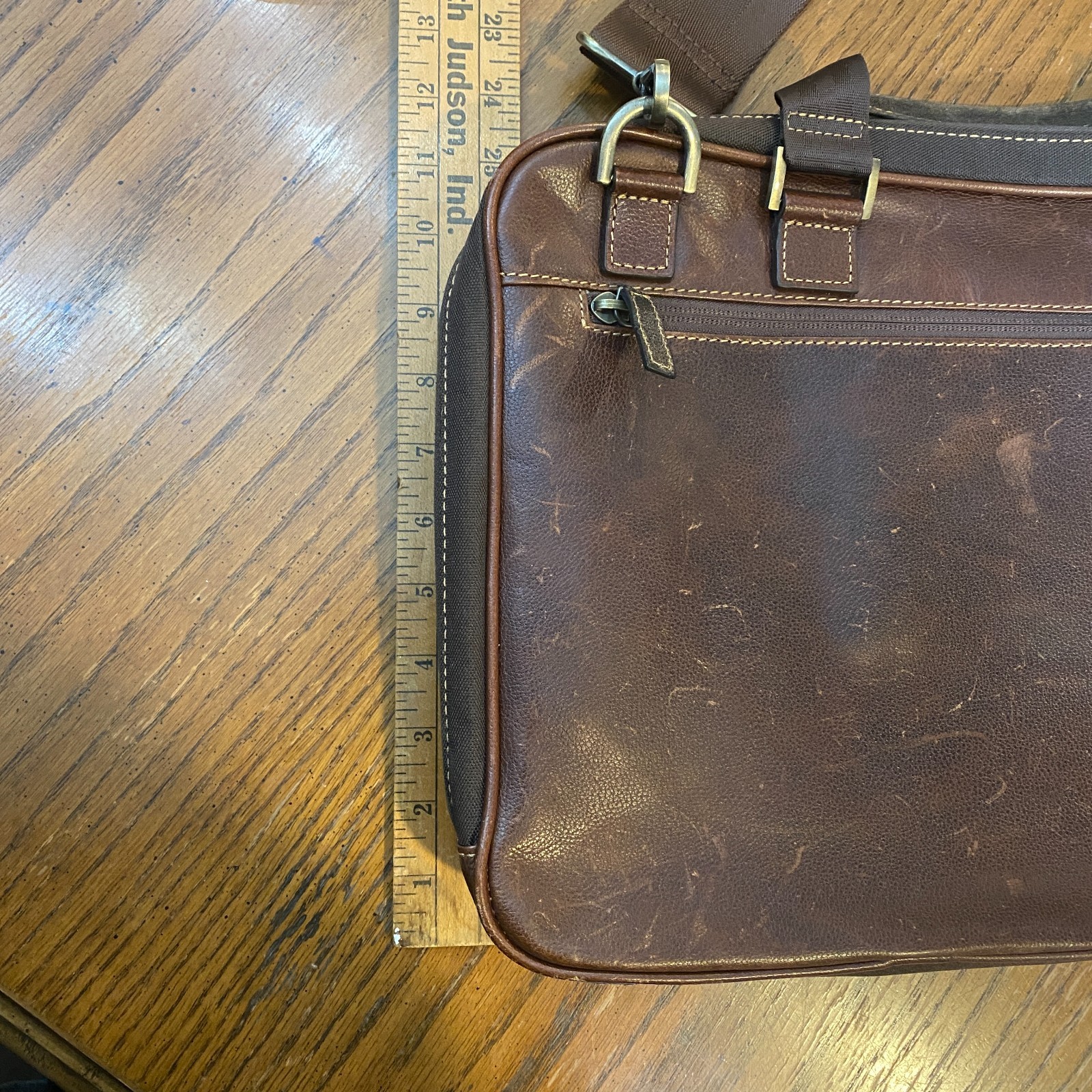 BOCONI Brown Distressed Leather Laptop Briefcase 16″ RFID Work Retro Business