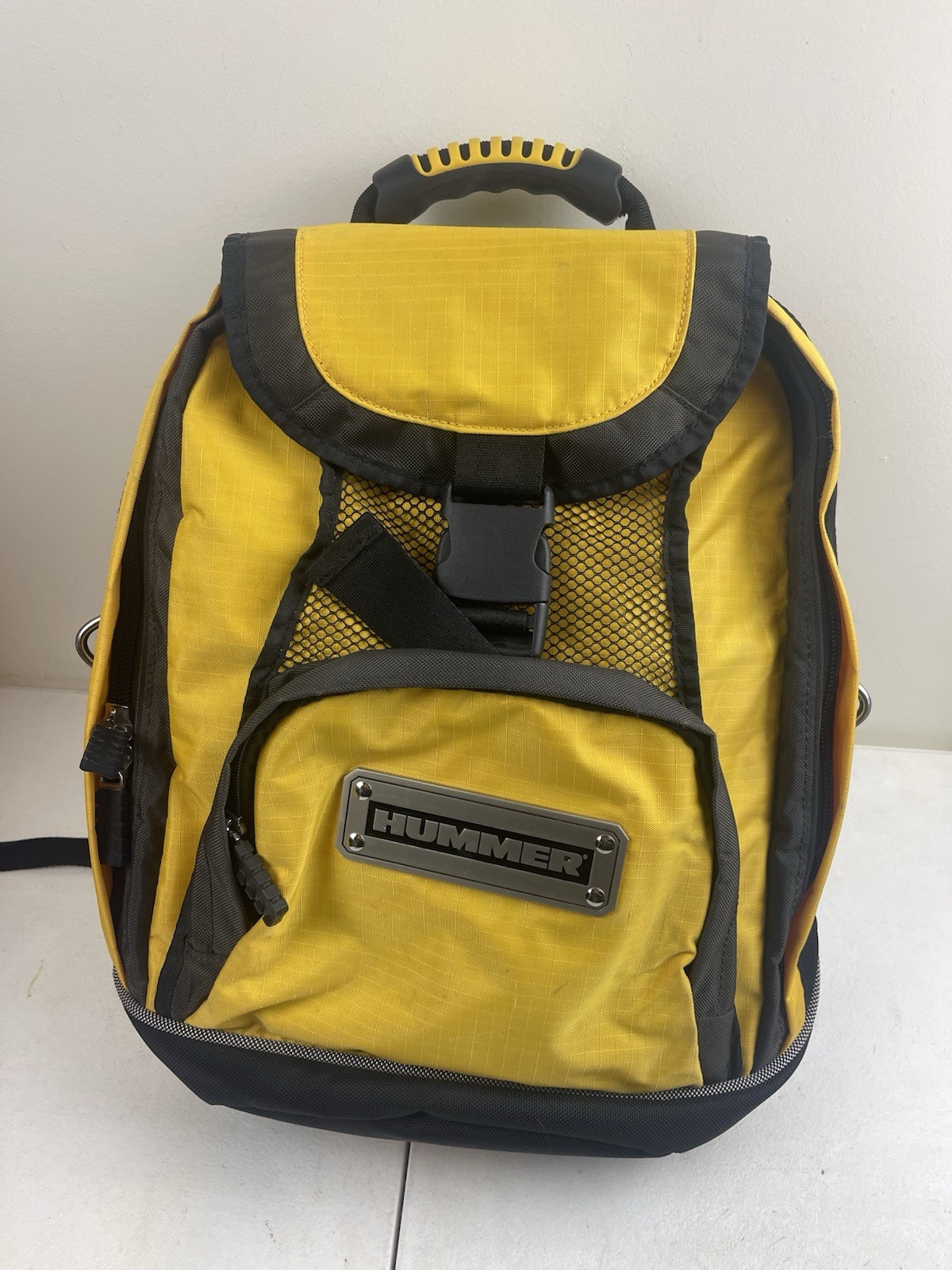 Vtg Samsonite Hummer Series Backpack Charcoal Yellow Rugged Y2K Utility