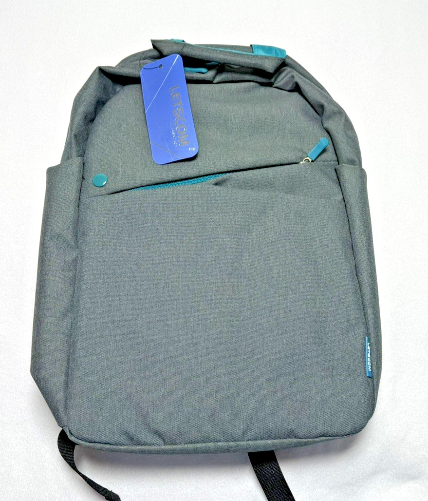 NEW Letscom Backpack Lightweight 15-Inch Laptop Carrier Travel Bag Gray NEW