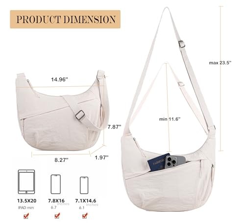 Men’s Women’s Shoulder Bag Business Casual Crossbody Bag Waterproof Multi Pocket