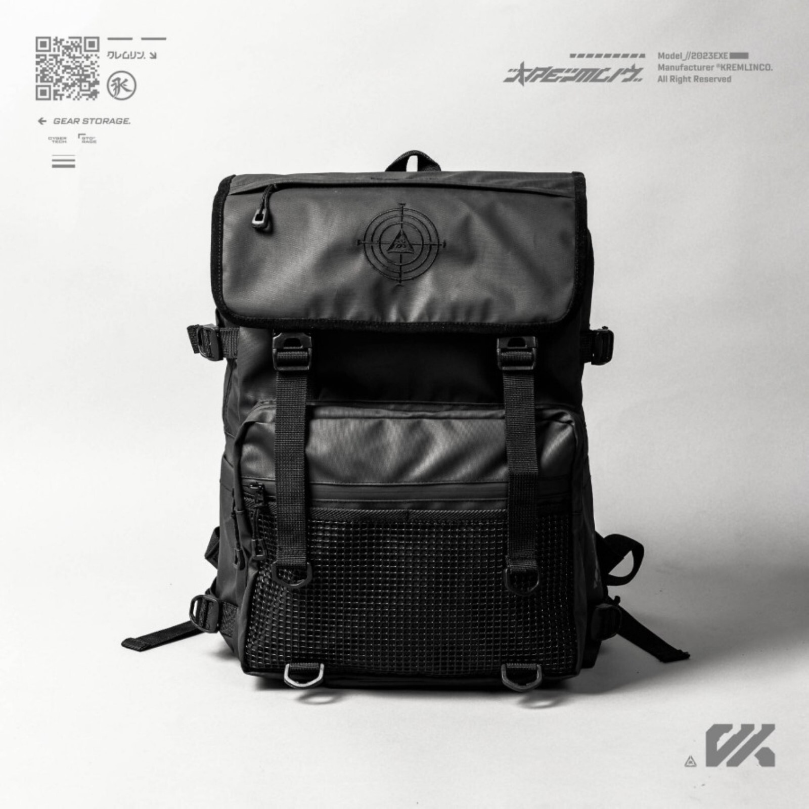 Kremlin Radar Black Backpack Carrier Futuristic Fullzip Backpack Crossbody