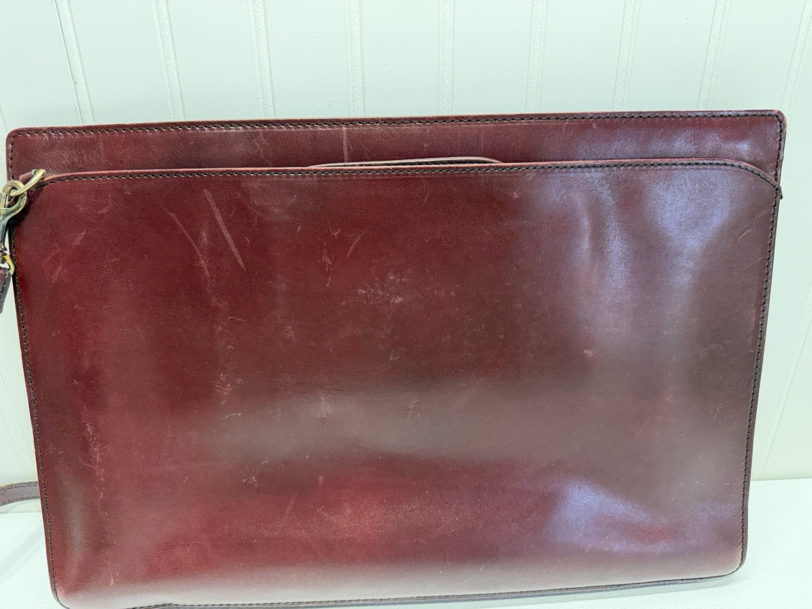 T Anthony Leather Briefcase Retractable Handles West Germany Embossed Initials