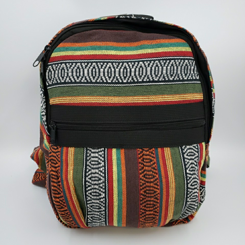 Tribal Geometric Hippie Backpack Jacquard Travel Bag Lightweight Nepal Cotton