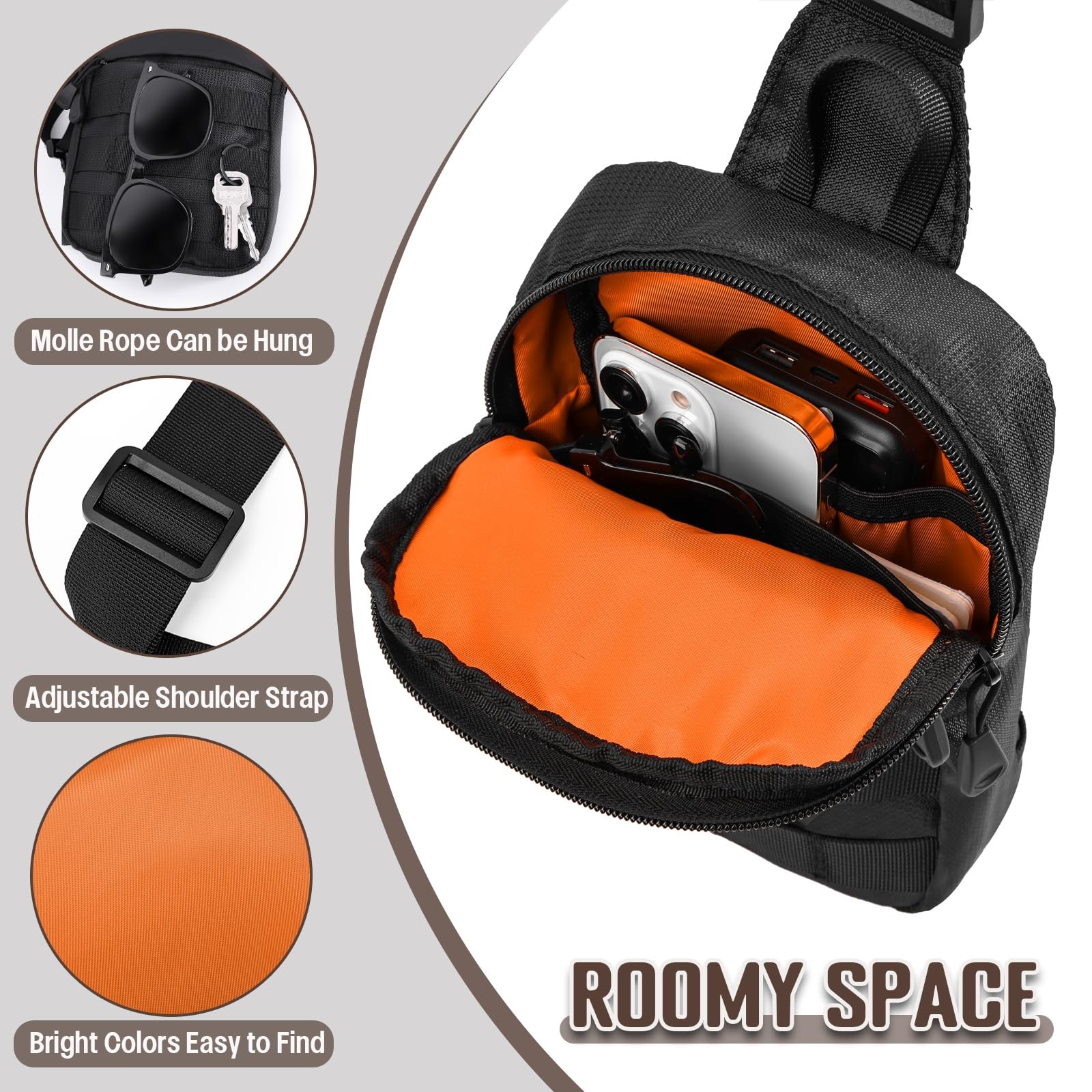 Small Sling Bag for Men, Tactical Inspired Waterproof Utility EDC Mini Crossb…