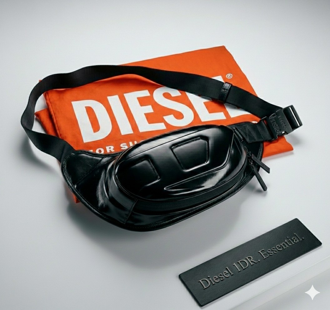 Diesel 1DR-Essential Belt Bag Black Crossbody Bum Bag Waist Pack With Dustbag