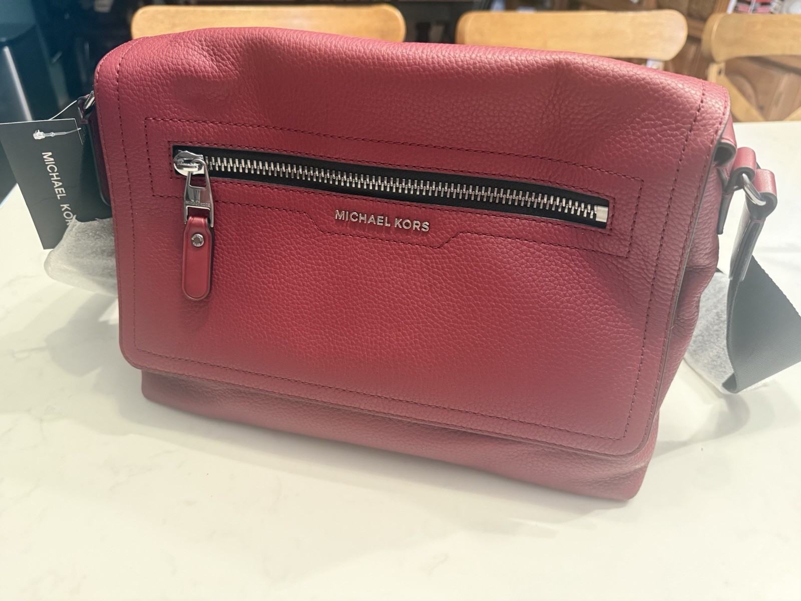 Michael Kors Men’s Hudson Small Flap Messenger Bag – Mulberry NEW W/ tags