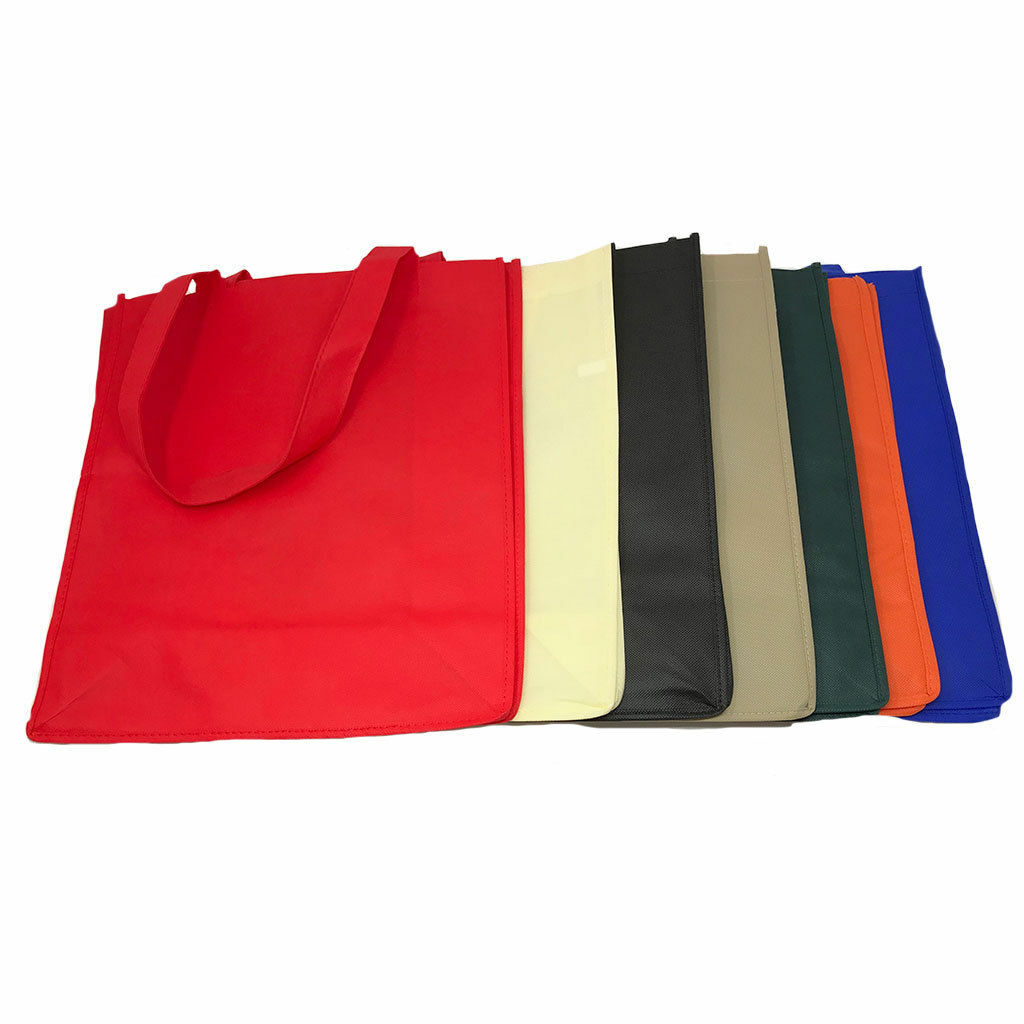 3 PACK Recycled Reusable Eco Friendly Grocery Shopping Tote Bags 13x15x6 Gusset