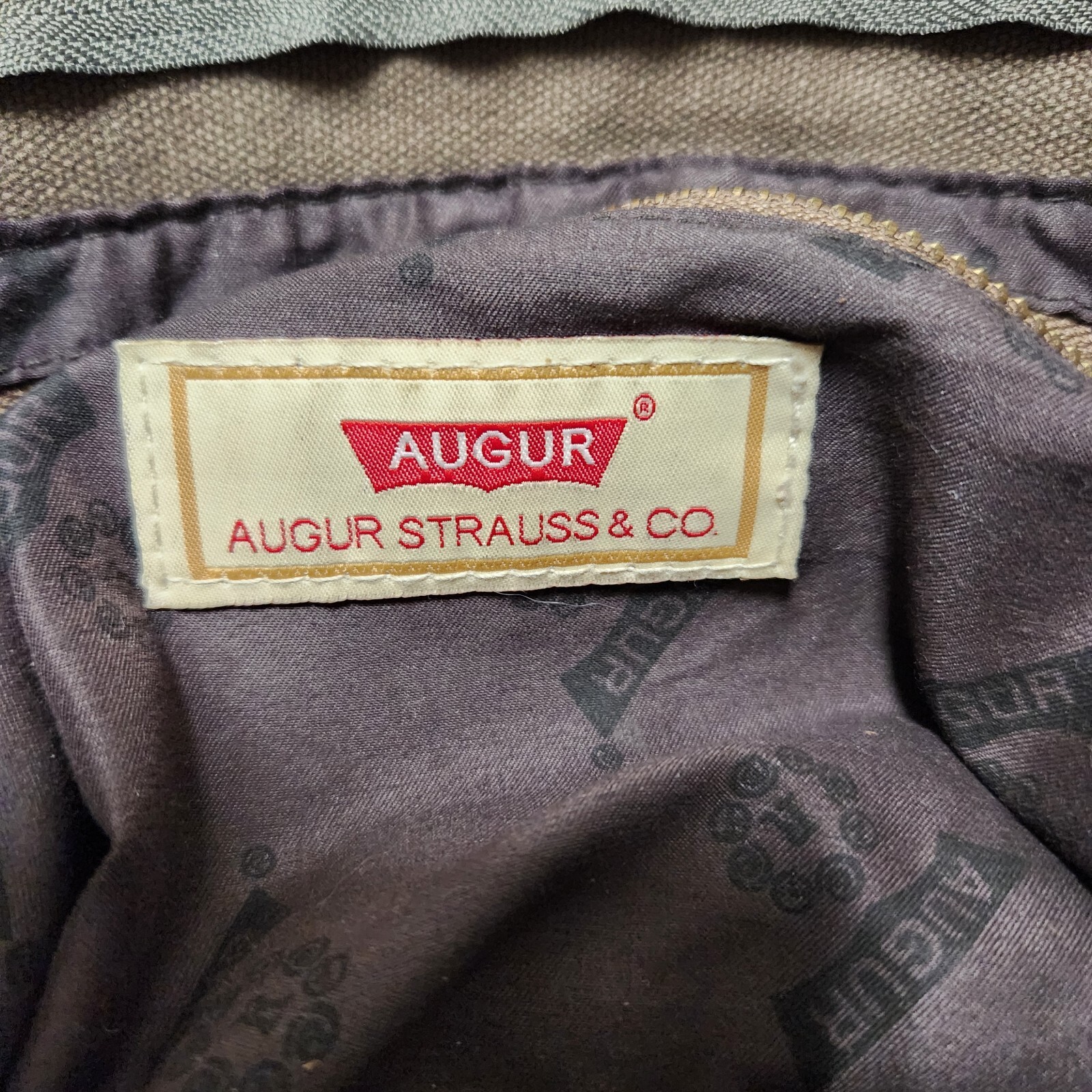Augur Strauss & Co Stylish Messenger Bag Brown Canvas With Leather Trim 15×12 BH