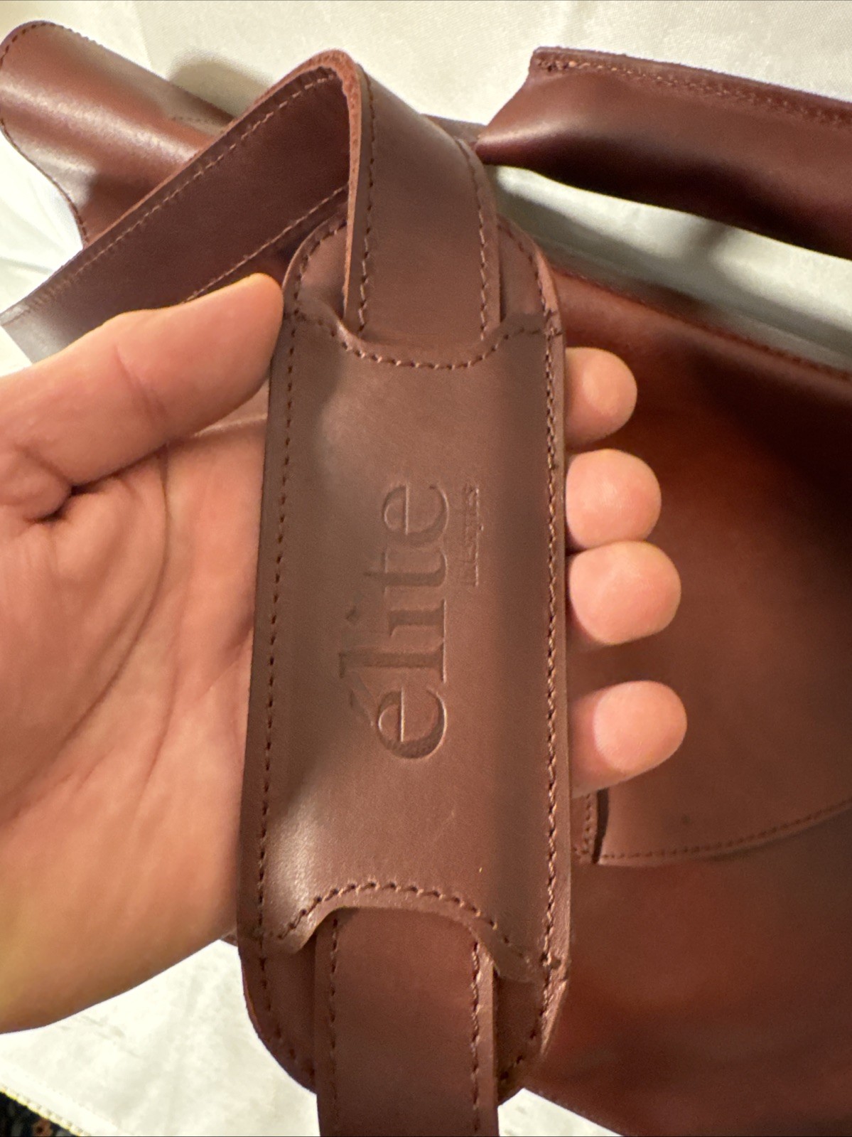 Elite Lifestyles Leather Briefcase Cognac Brown