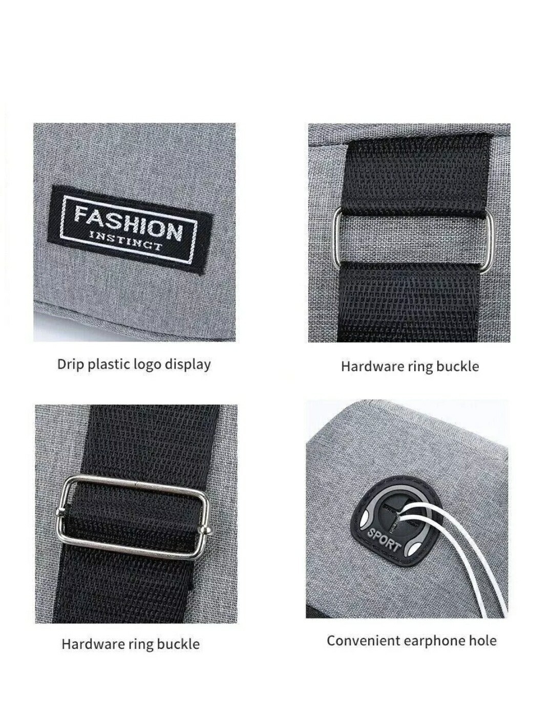 Men’s Crossbody Chest Bag Oxford Cloth Fashionable Multi-Pu Blue Black Grey