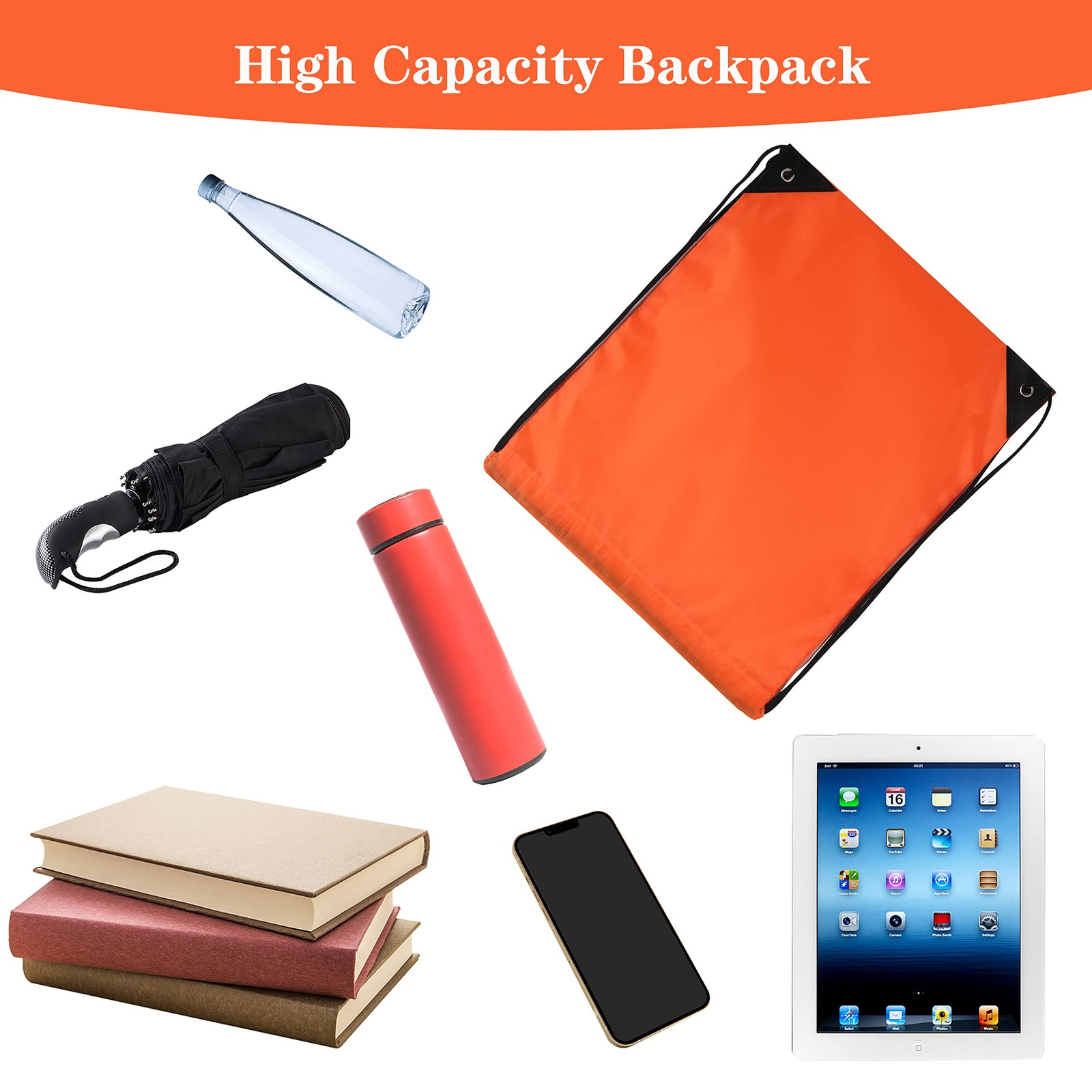 20 Colors Drawstring Backpack Bags Sack Pack Cinch Tote Sport Storage Polyest…