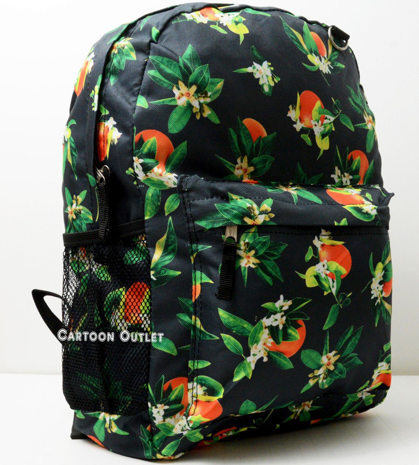 Tropical Floral Orange Backpack All Over Print 16″ Large Book Bag School Travel