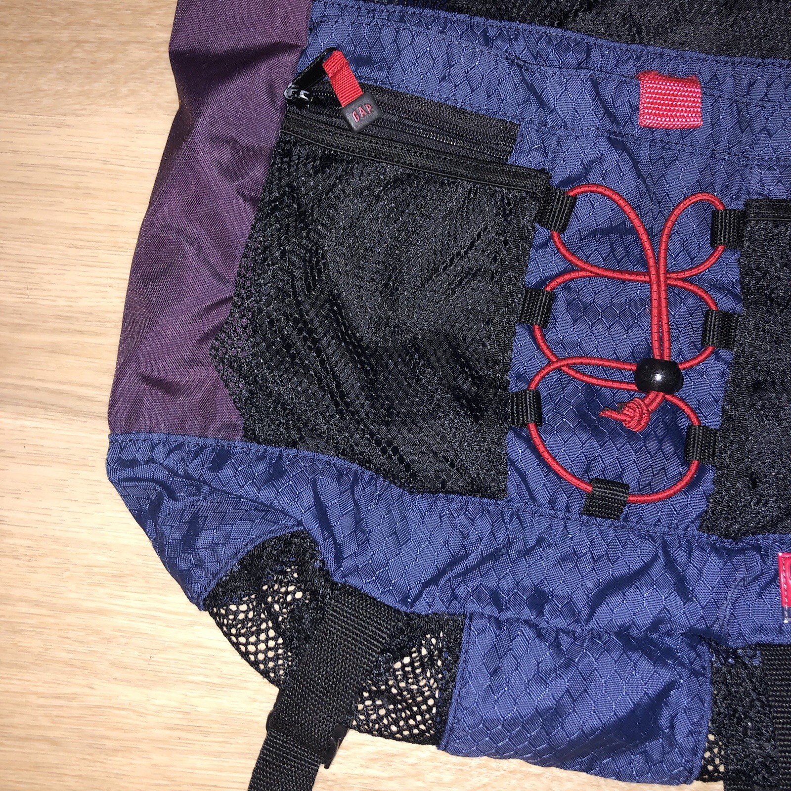 GAP Surf Backpack Mesh Bag Strap Blue Red Purple Palm Tree Y2K Gorpcore Vintage