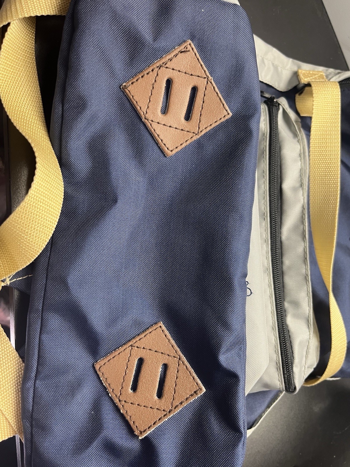 Vintage Sunbacker Backpack Navy Gray Yellow 100% Nylon Made Taiwan Retro Bag