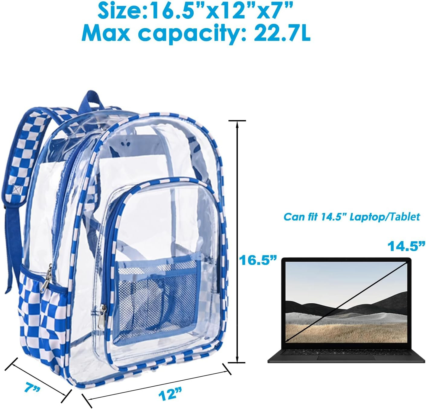 Clear Backpack Heavy Duty PVC Plastic Clear Bookbag with Reinforced Straps for S