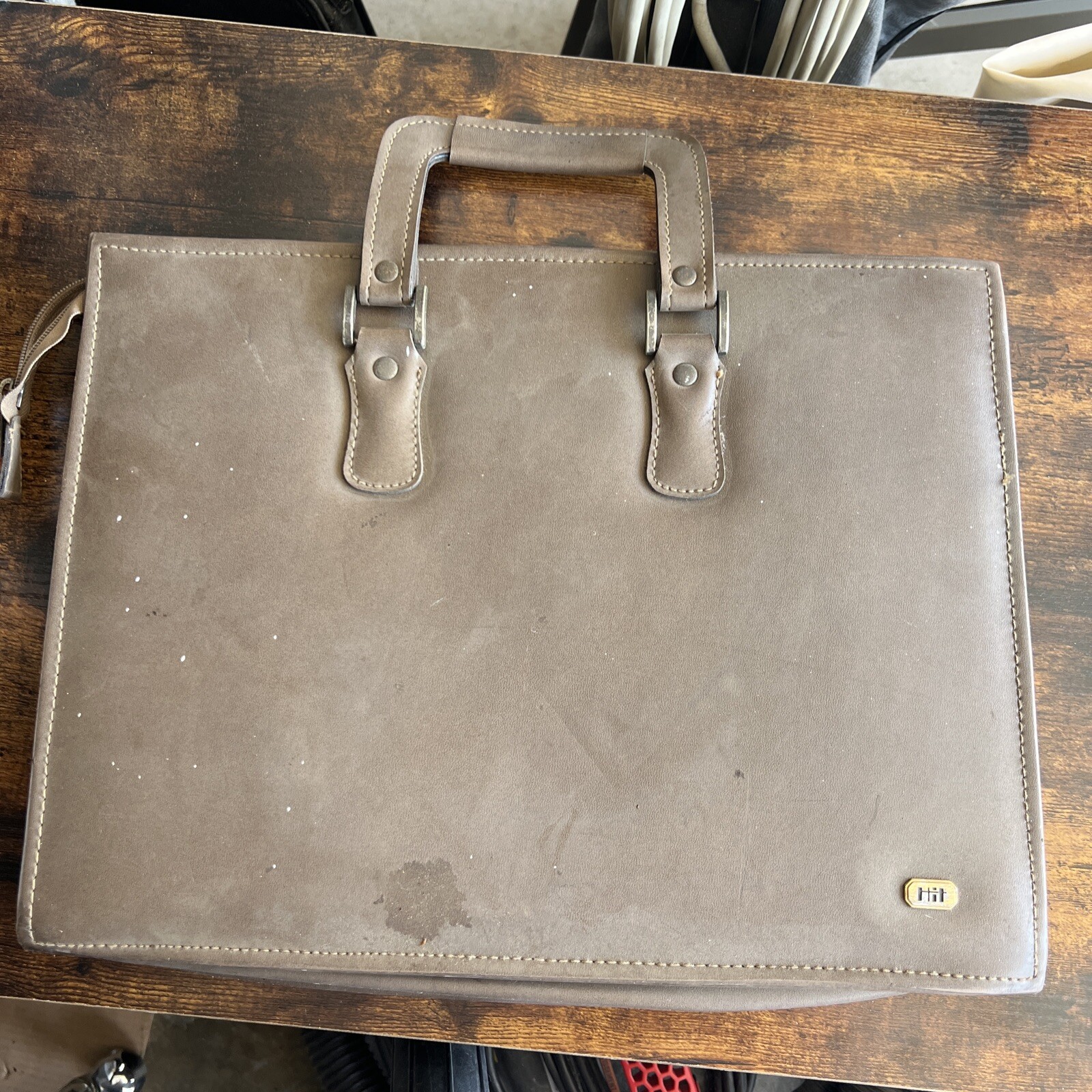 Vintage Used HiT Taupe Brown Attache Case Briefcase