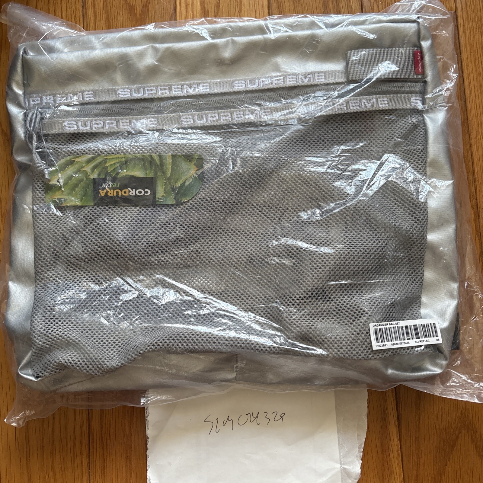 New FW22 Supreme Box Logo Cordura Mesh Silver Organizer Bag Pouch Set of 3
