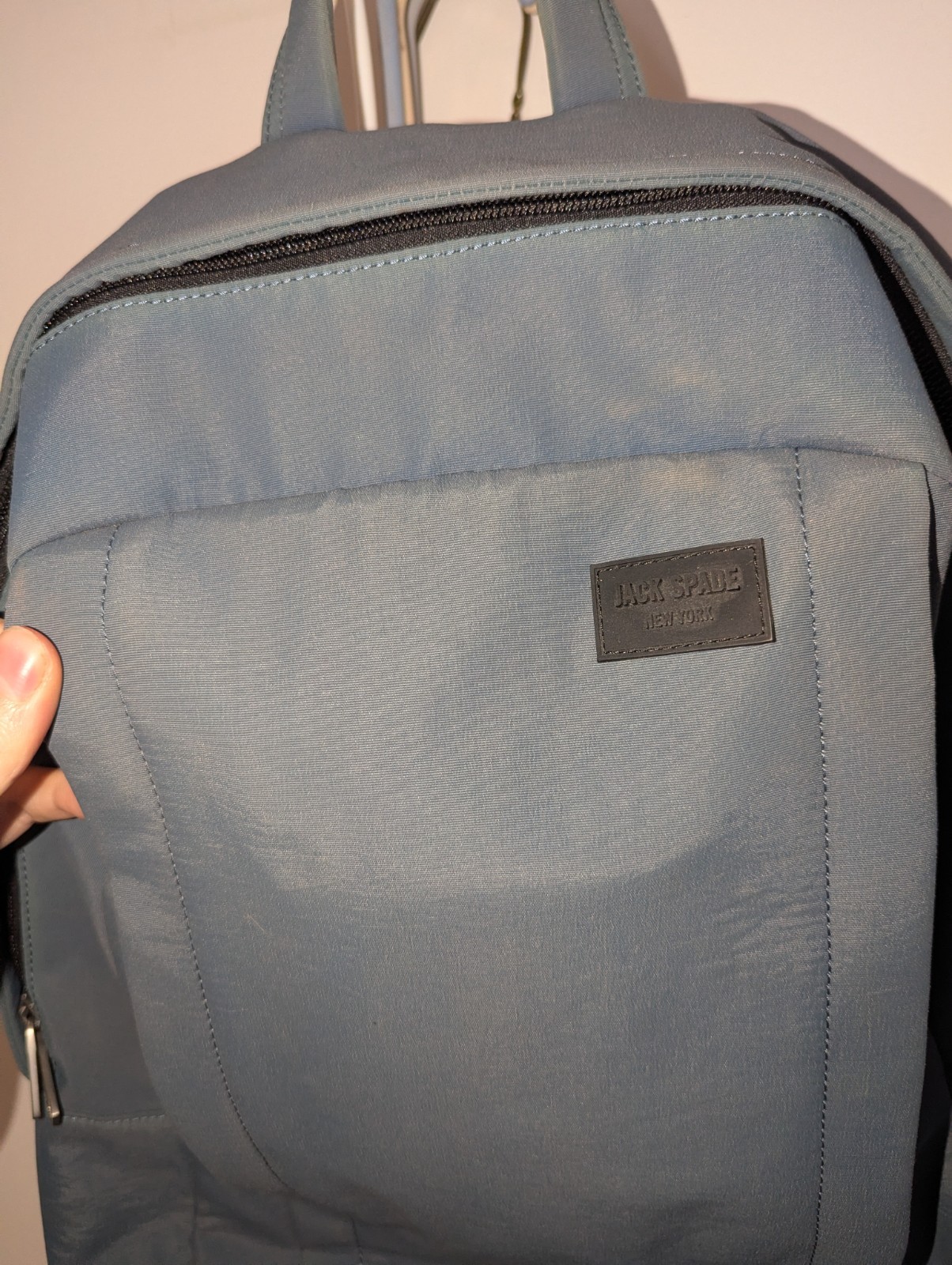 Jack Spade Backpack Nylon Blue Mens Commuter Handle Logo Travel Laptop Tech