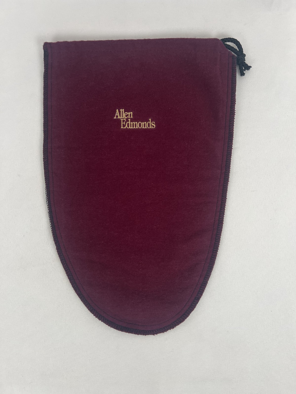 ALLEN EDMONDS DRAWSTRING SHOE STORAGE BAG POUCH MAROON COLORED FLANNEL 14” x 9”