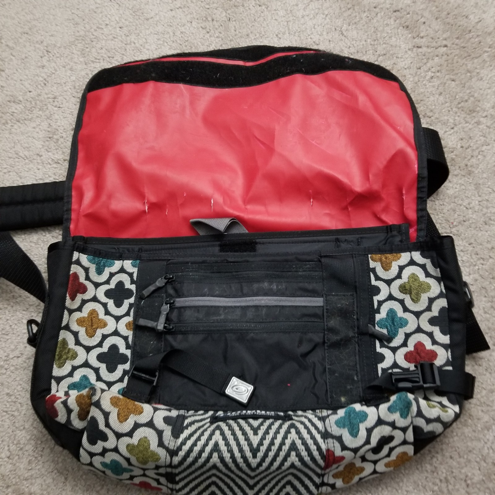 Timbuk2 Messenger Bag Black Multicolor Floral Flowers Shoulder Crossbody VTG Y2K
