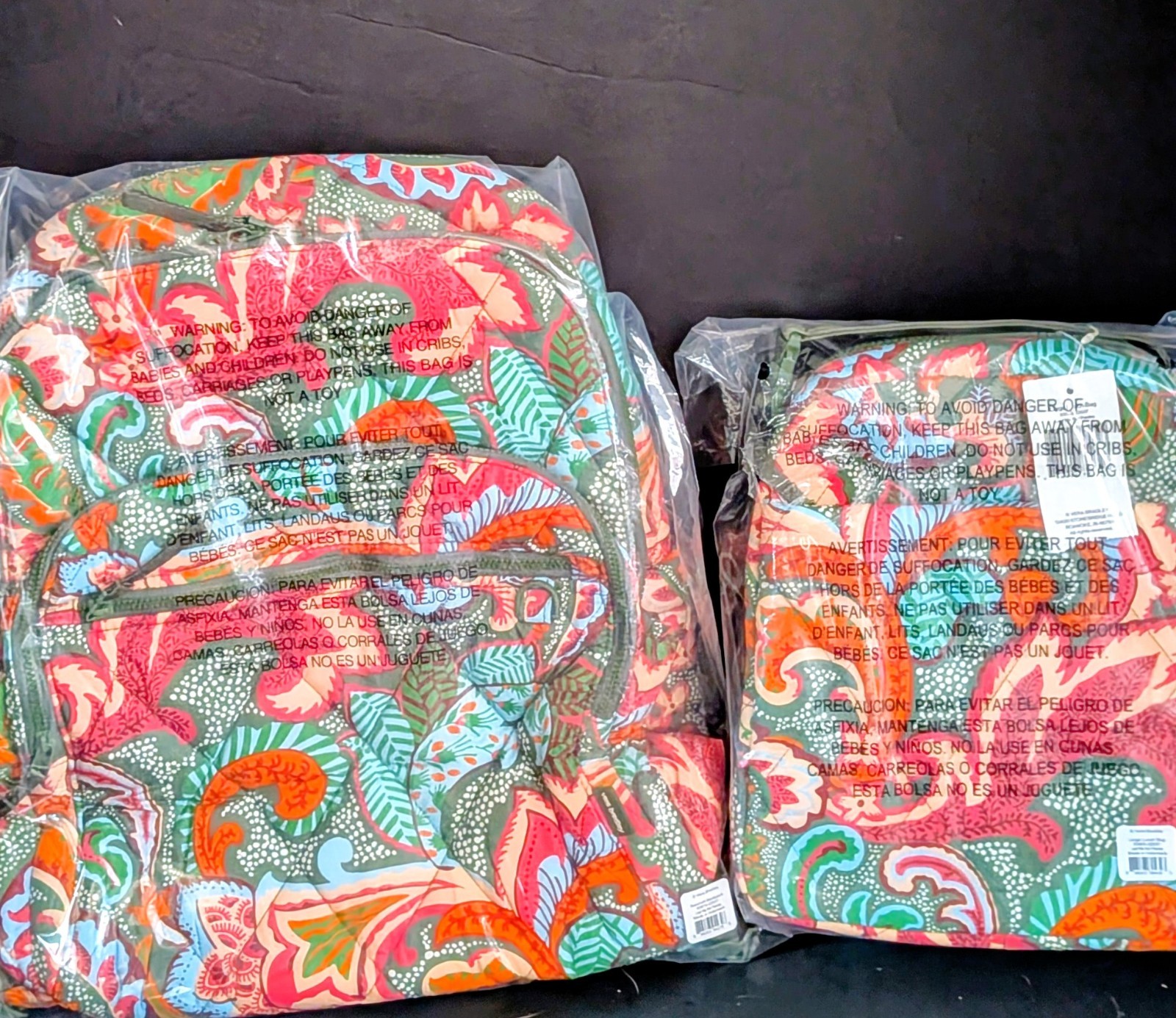 Vera Bradley Featherweight Bancroft Backpack LARGE LUNCH Leaf Me Not Paisley NWT