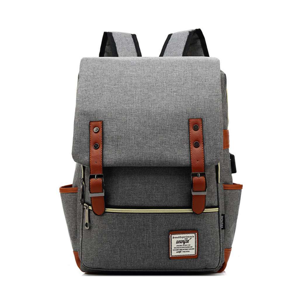 Large Canvas Leather Travel Backpack Rucksack Laptop School Bag for Women Men