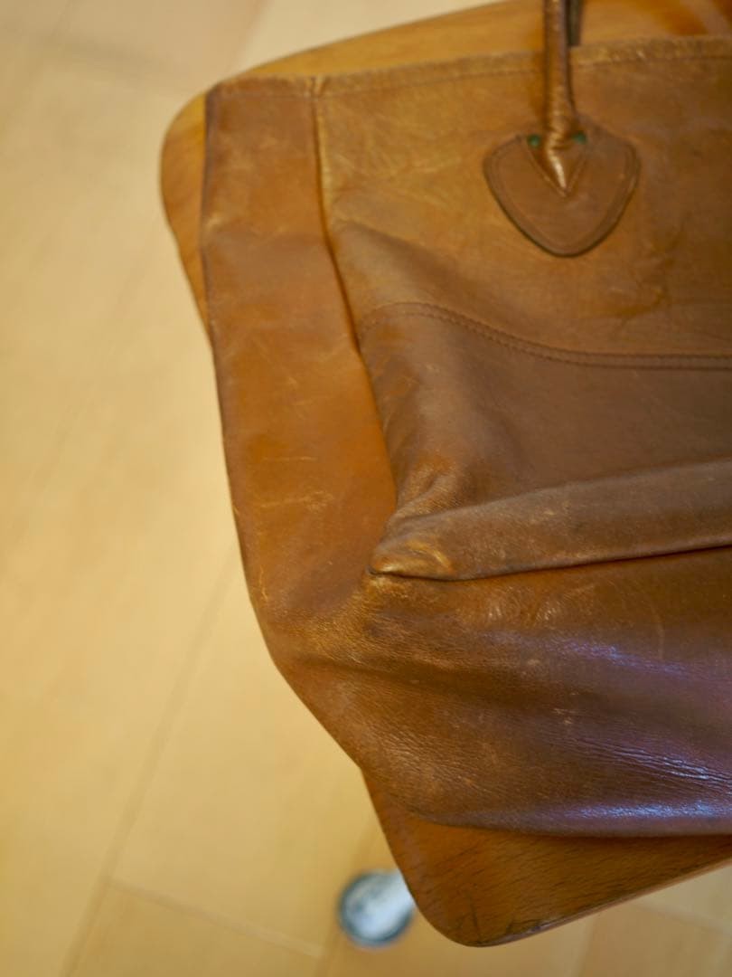 Vintage 80s LL Bean Leather Boat Tote Bag Brown 12.6×11.8×5.1in