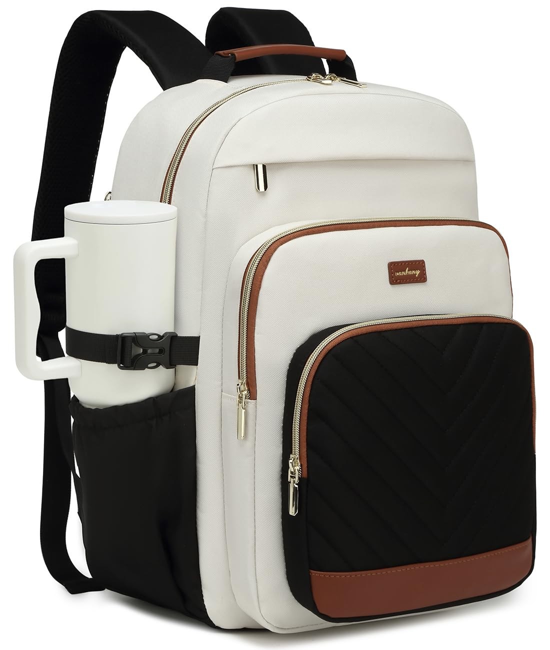 White Black Brown Women Backpack Laptop Bag Travel Work College Bookbag