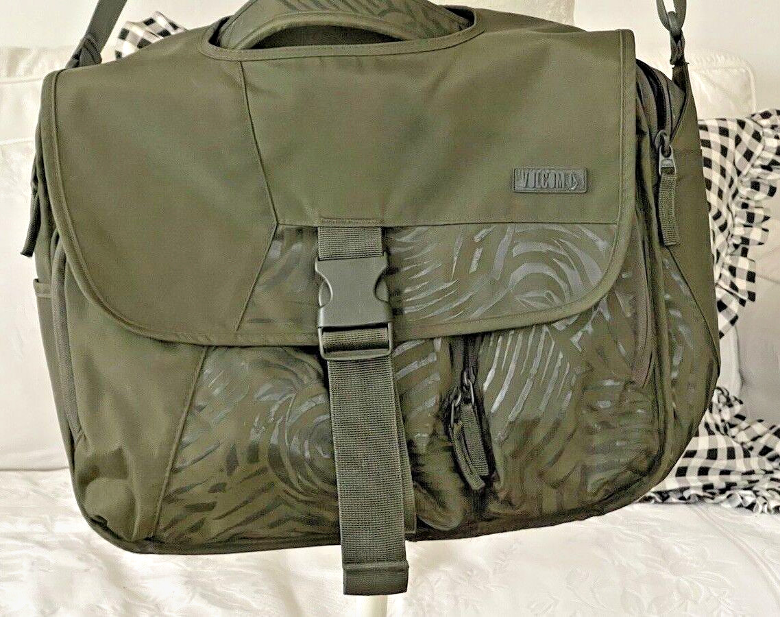 EUC Volcom Stone Dark Olive Army-Green Computer Messenger Bag 12×14