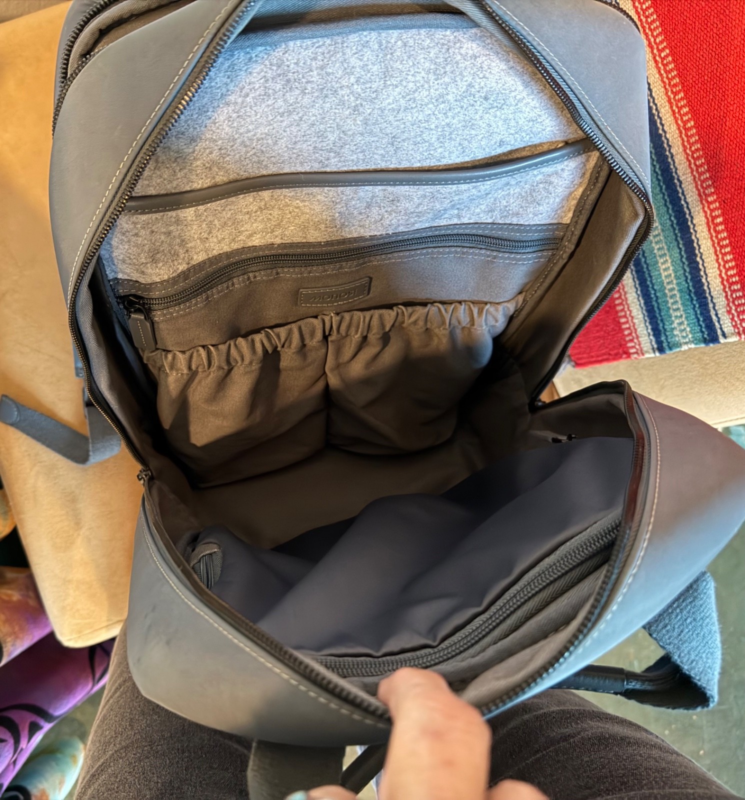 Monos Metro Backpack Dover Grey Nylon Vegan Leather Trim Travel Rucksack