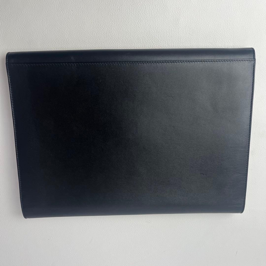 Dunhill Large Clutch Bag Second Bag Black Leather Dial Lock A4 Flap Men’s
