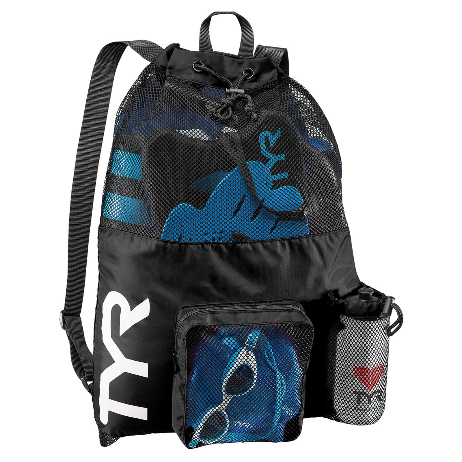 TYR Big Mesh Mummy Backpack for Swim, Gym and Workout Gear, Black, 40-Liter C…