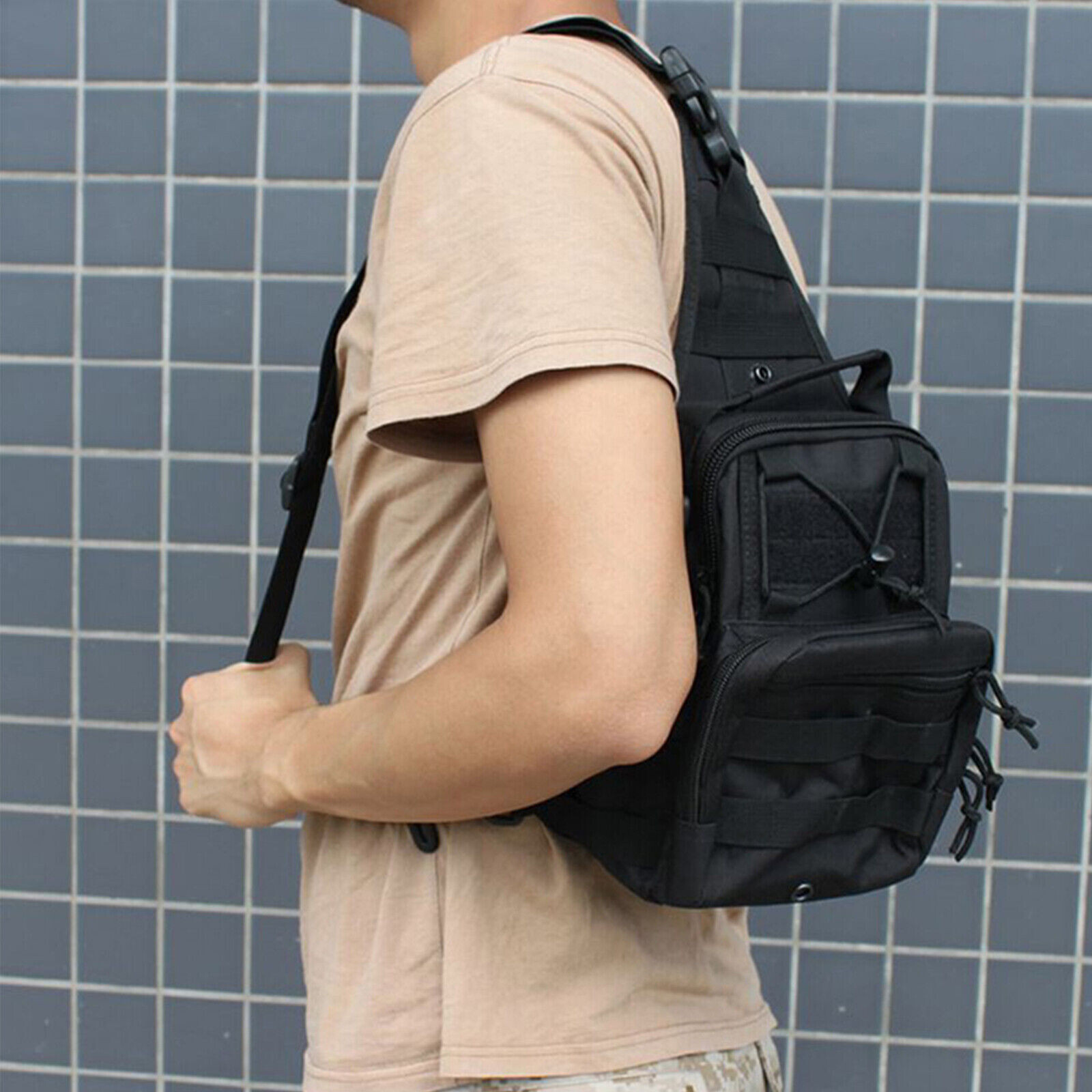Men Backpack Tactical Sling Bag Chest Shoulder Fanny Pack Cross Body Molle Pouch
