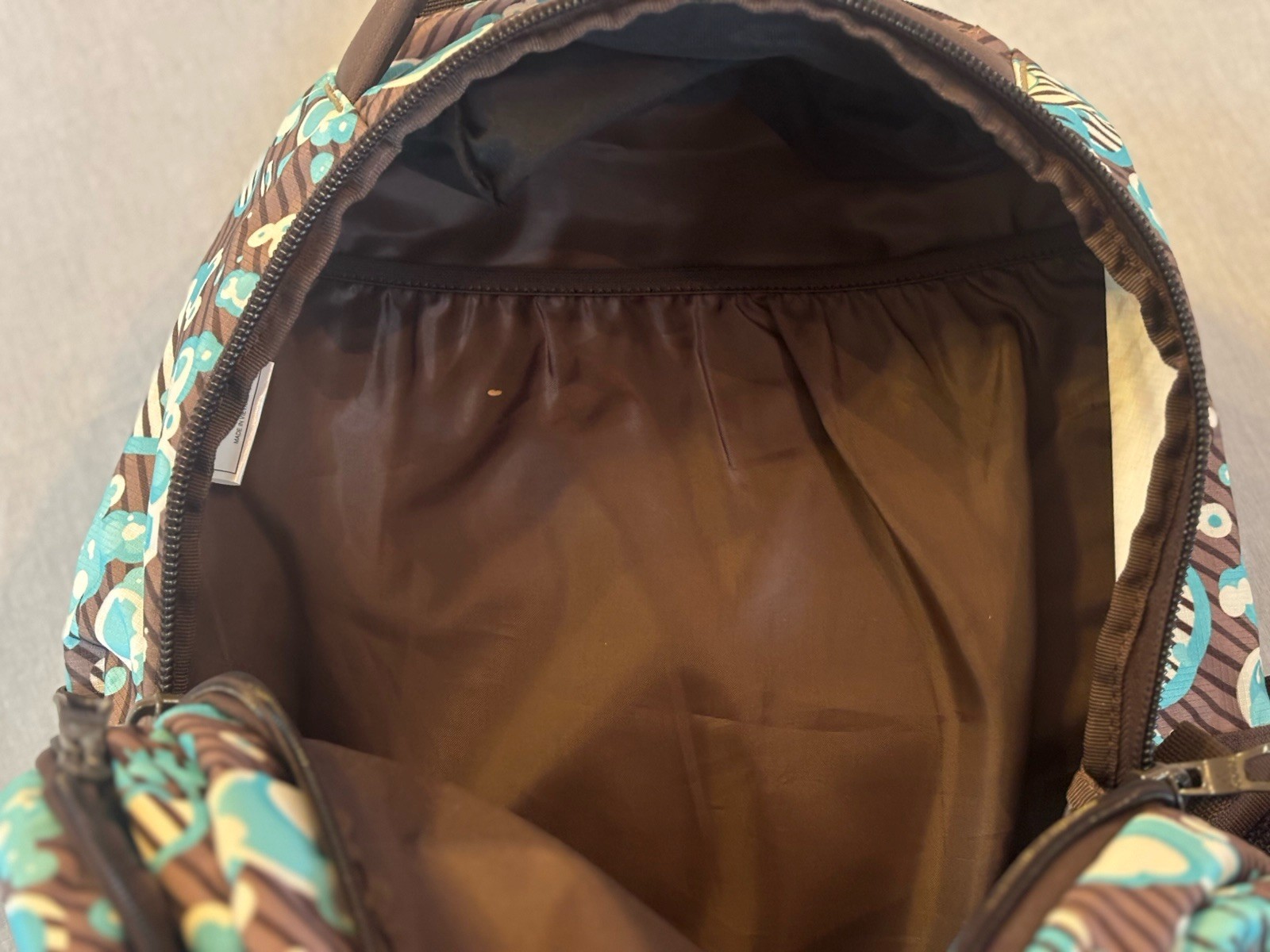 Adidas Backpack Multi-Pocket Load Spring Brown with Turquoise Blue White Bubbles