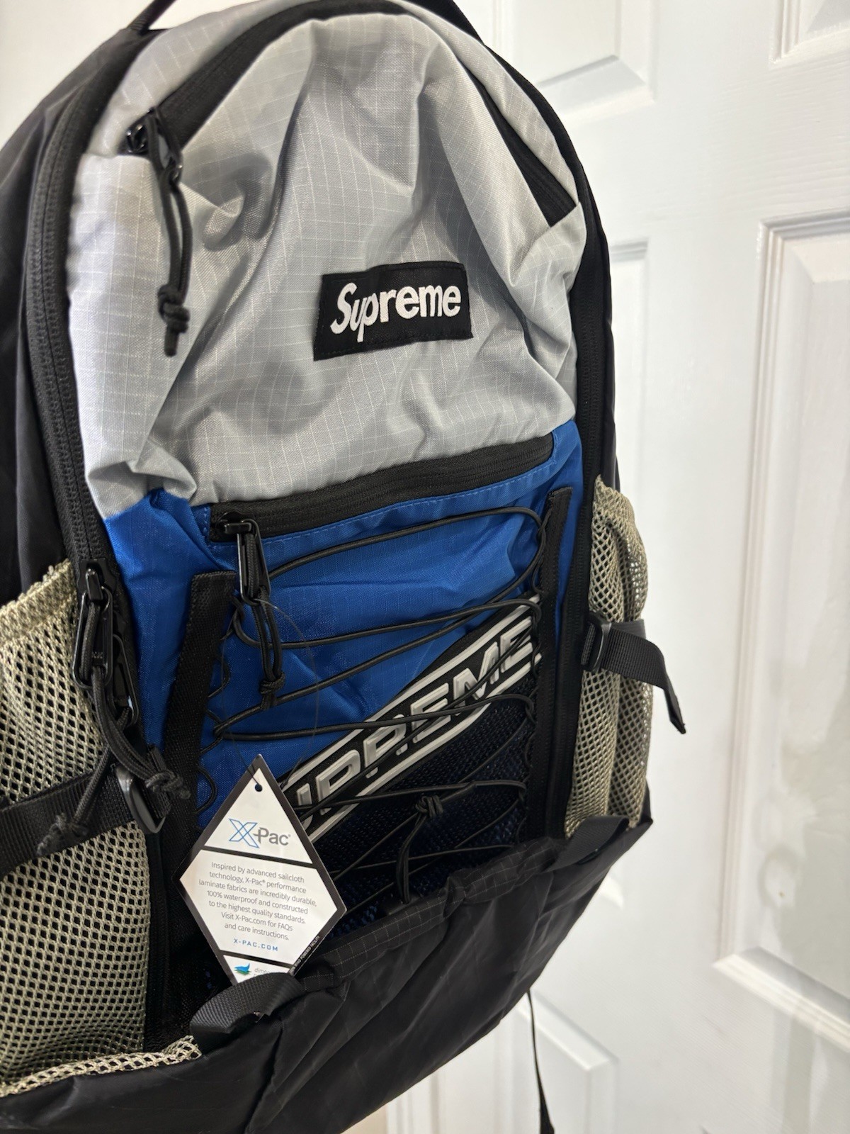 NEW Supreme FW23 3D Logo Backpack Blue Black Box Logo X-Pac Ripstop School Bag
