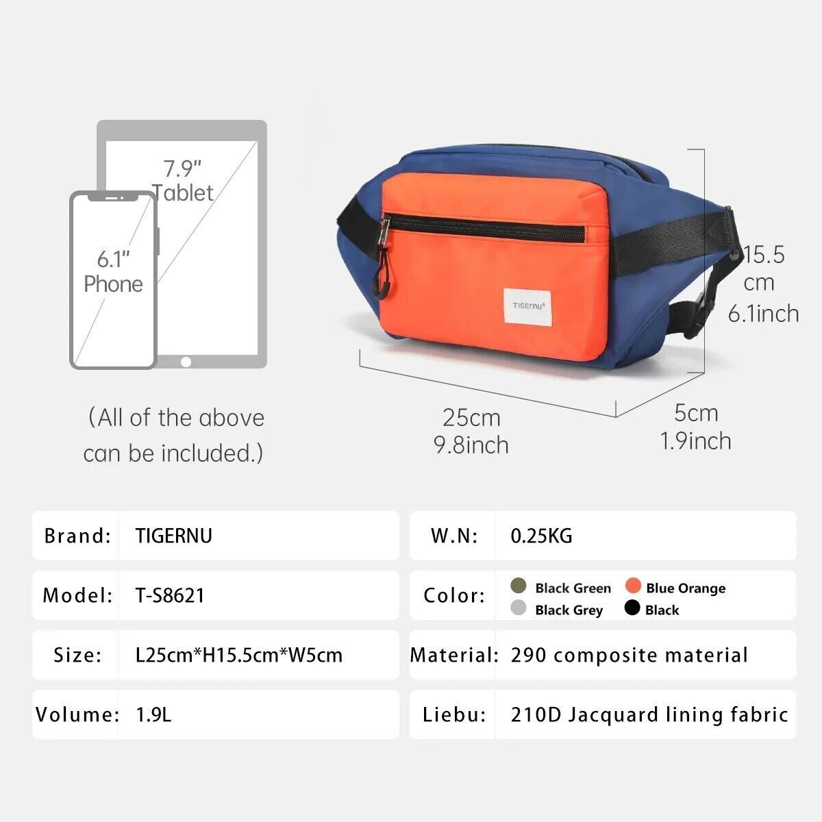 New Men 7.9inch Lightweight Shoulder Waterproof Crossbody Bag Mini Sling Handbag