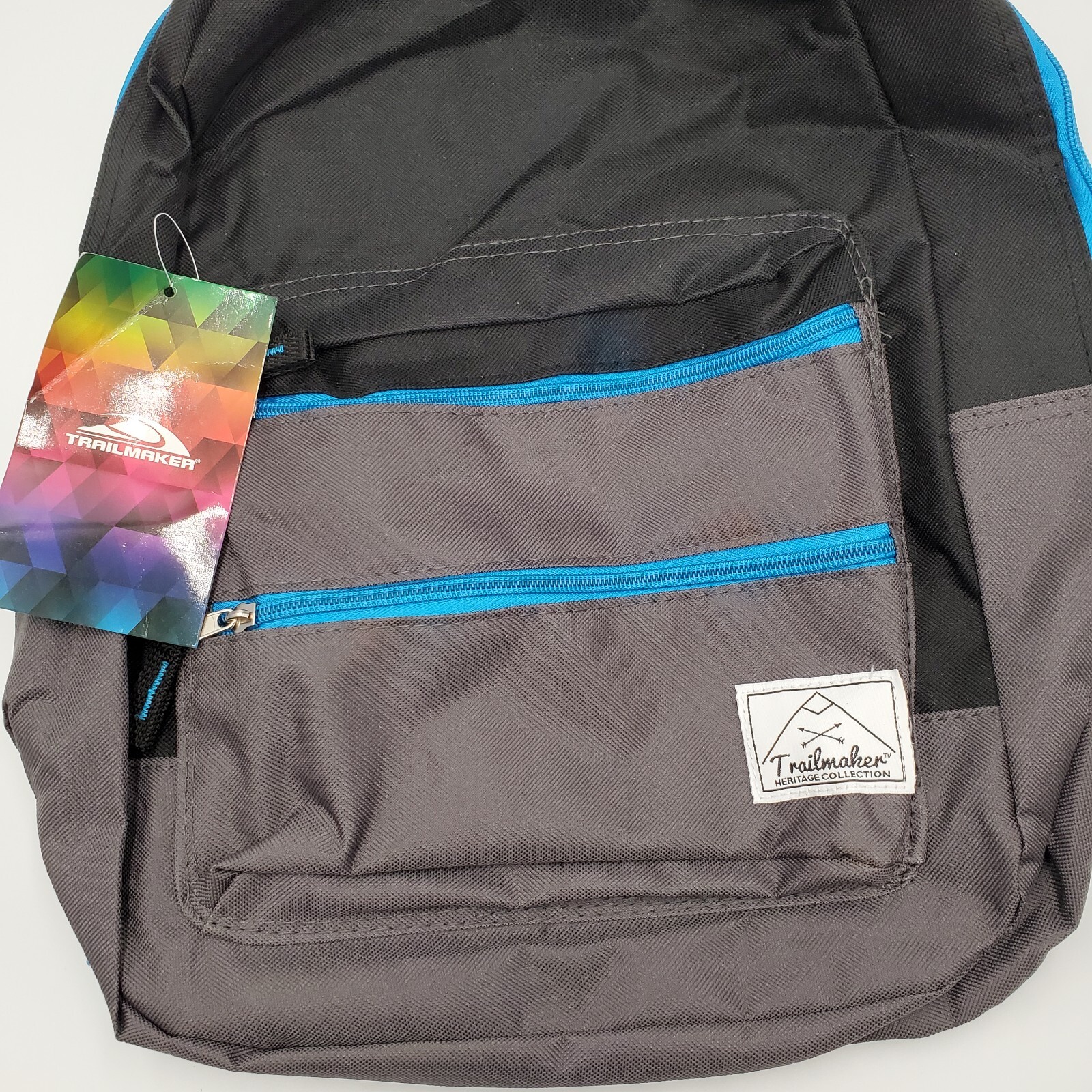 Trailmaker Backpack 16″ Black Gray Blue Big Student Heritage Collection New NWT