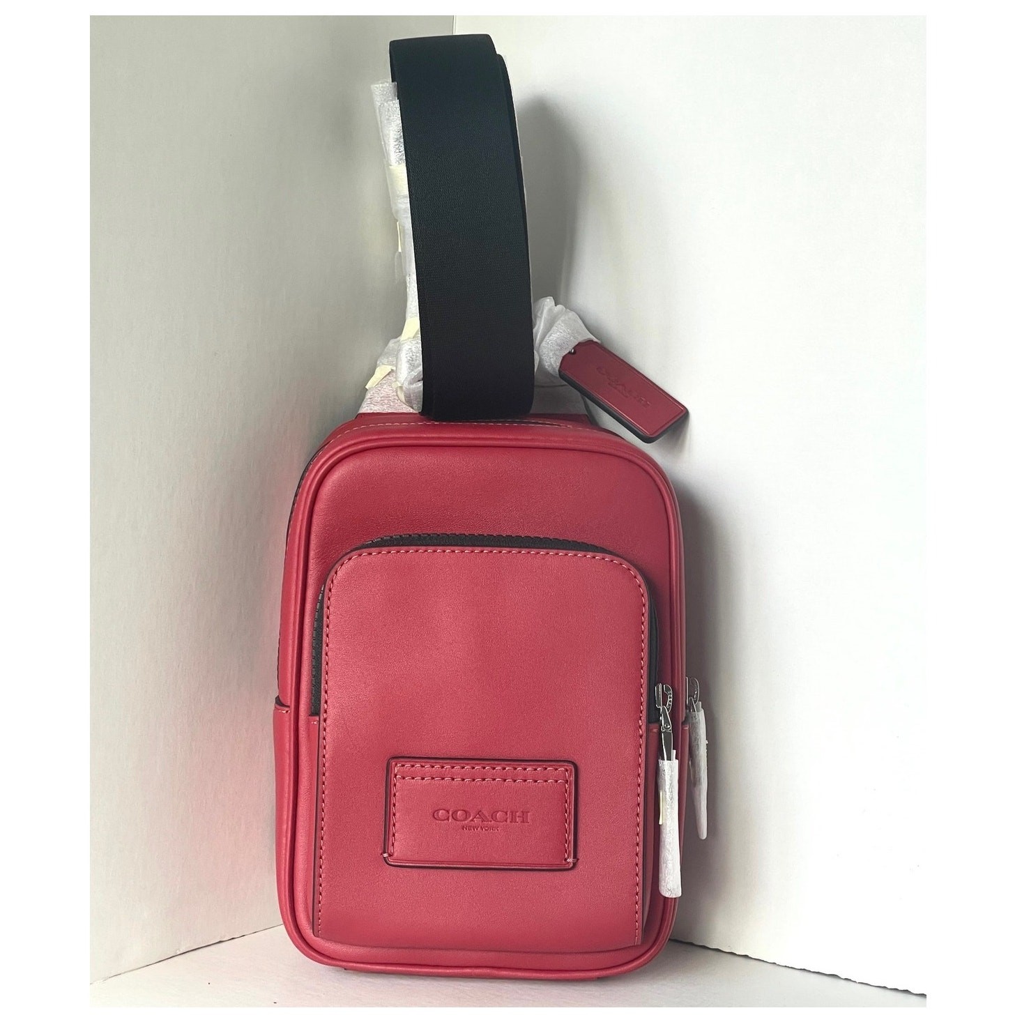 Coach Racer Sling Pack CU252 True Red Calf Leather Small Crossbody Silver